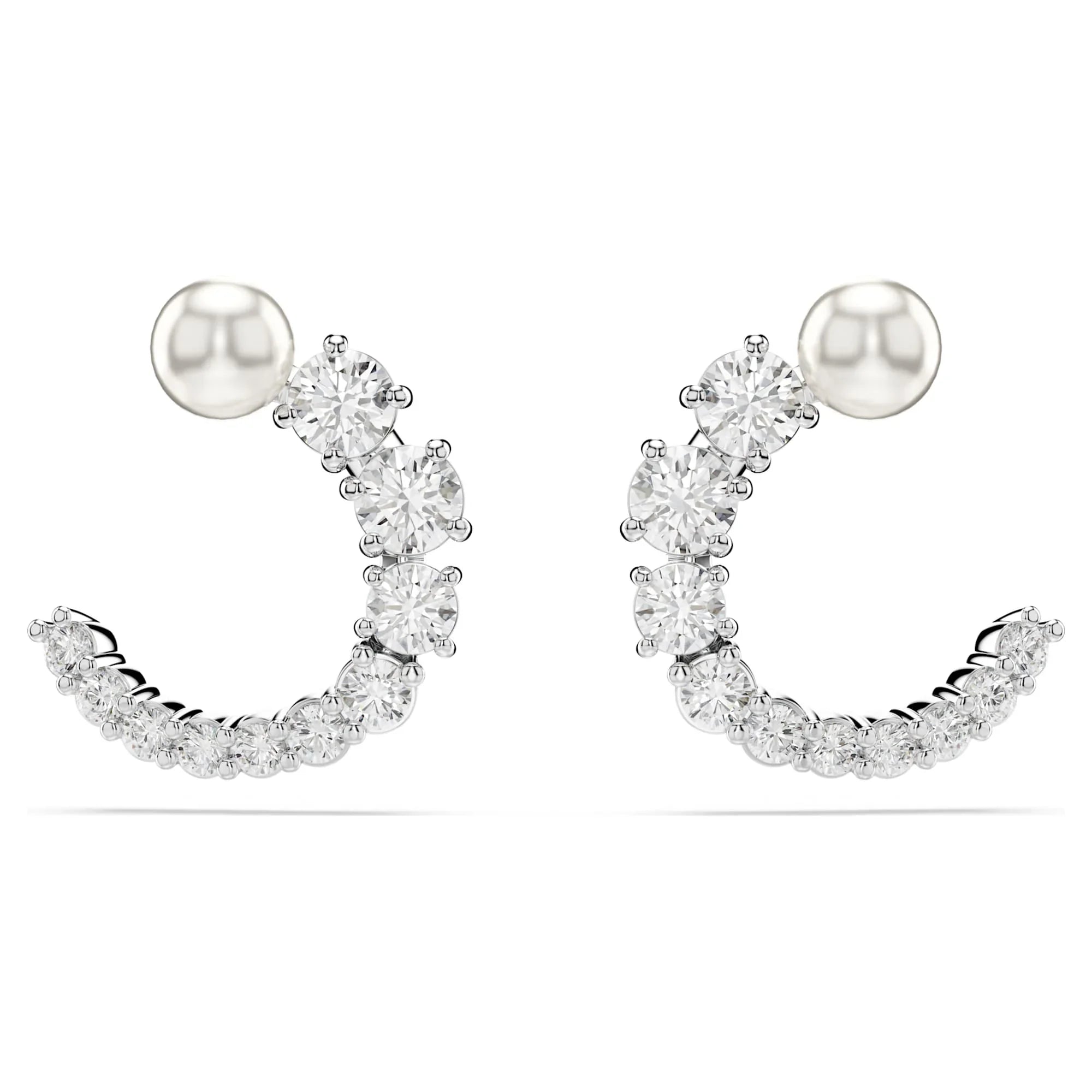 Pendientes de aro Matrix Pearl de plata blanca para mujer – Swarovski