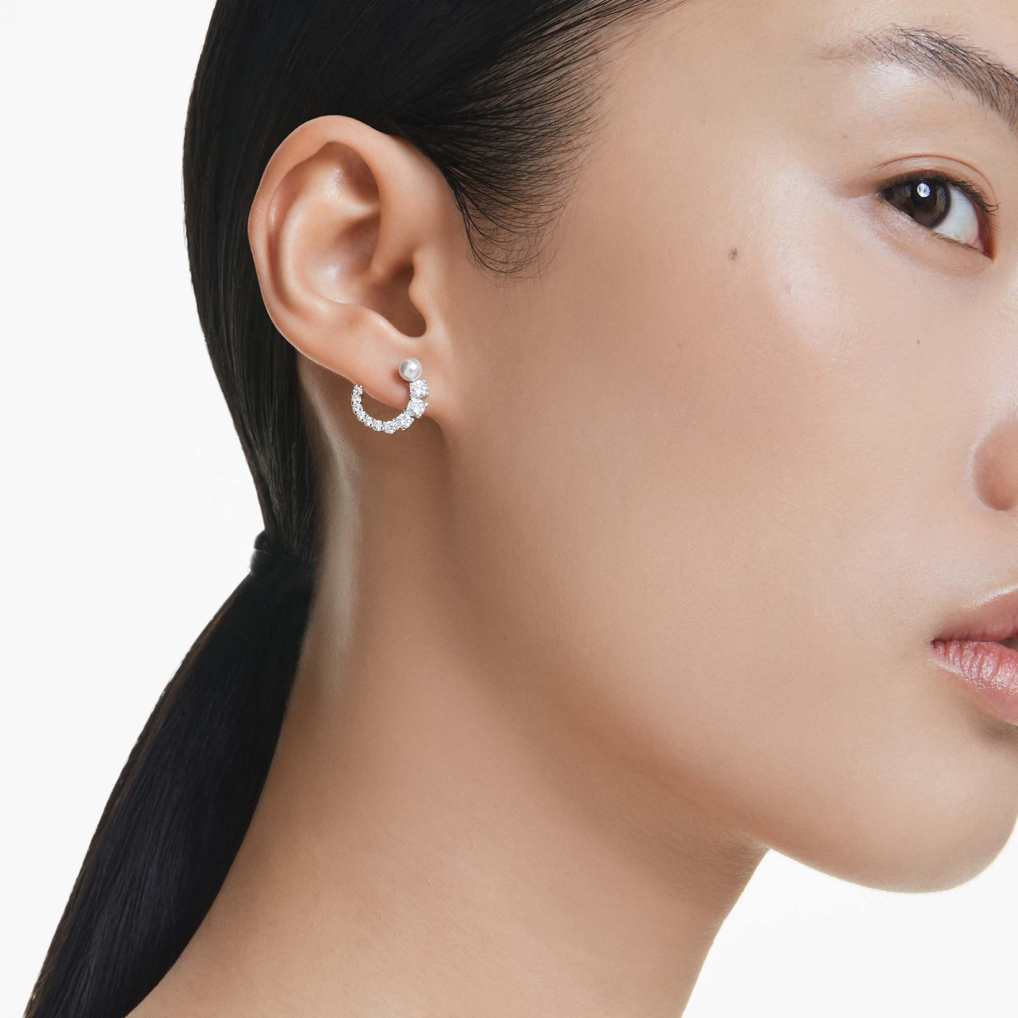Pendientes Mujer Matrix Pearl White Silver – Swarovski vista 2