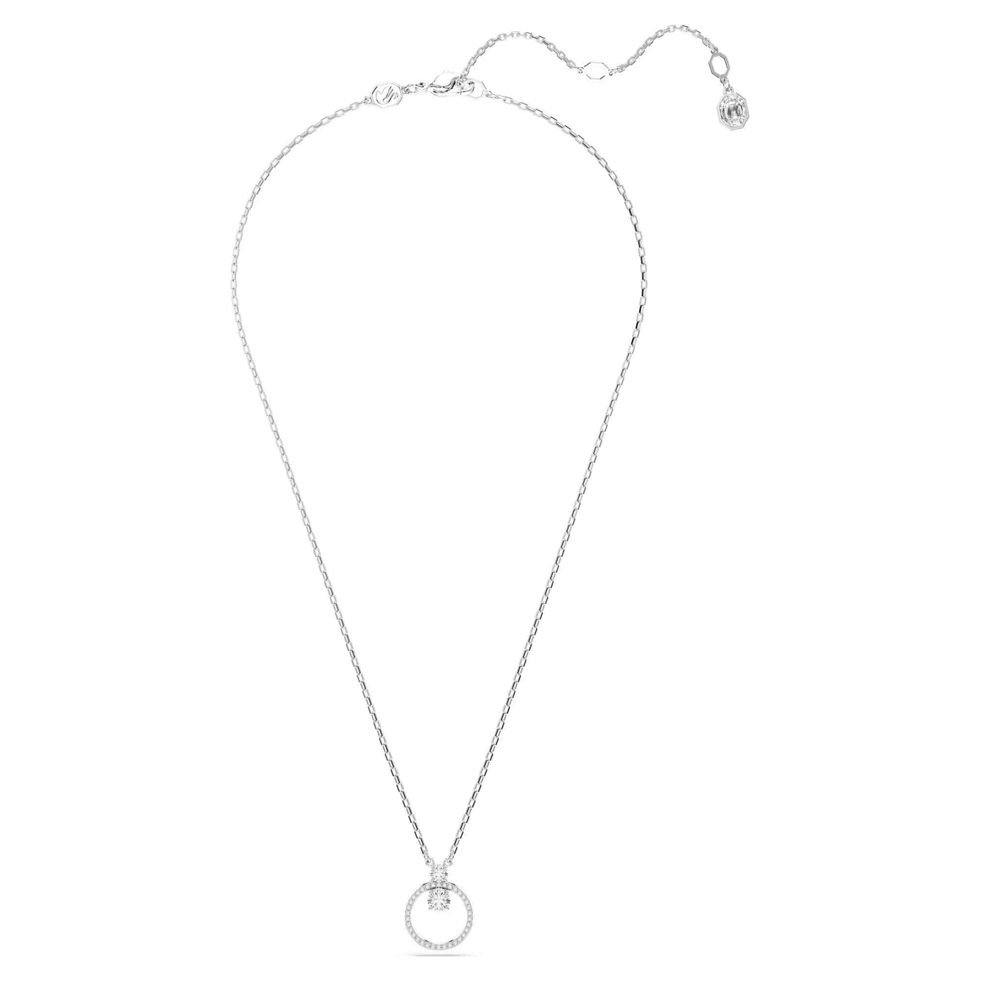 Constella Pavé Round White Rhodium Plated Pendant – Swarovski view 5
