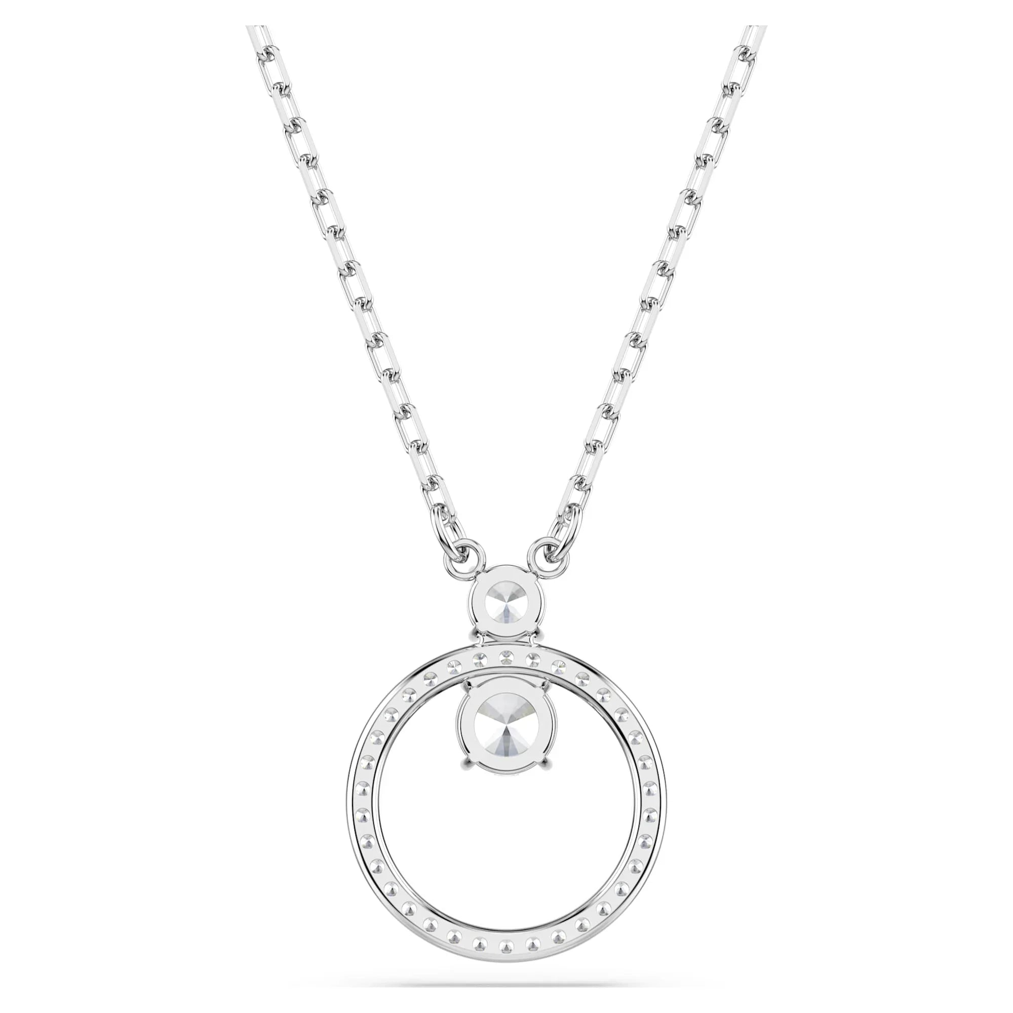 Constella Pavé Round White Rhodium Plated Pendant – Swarovski view 3