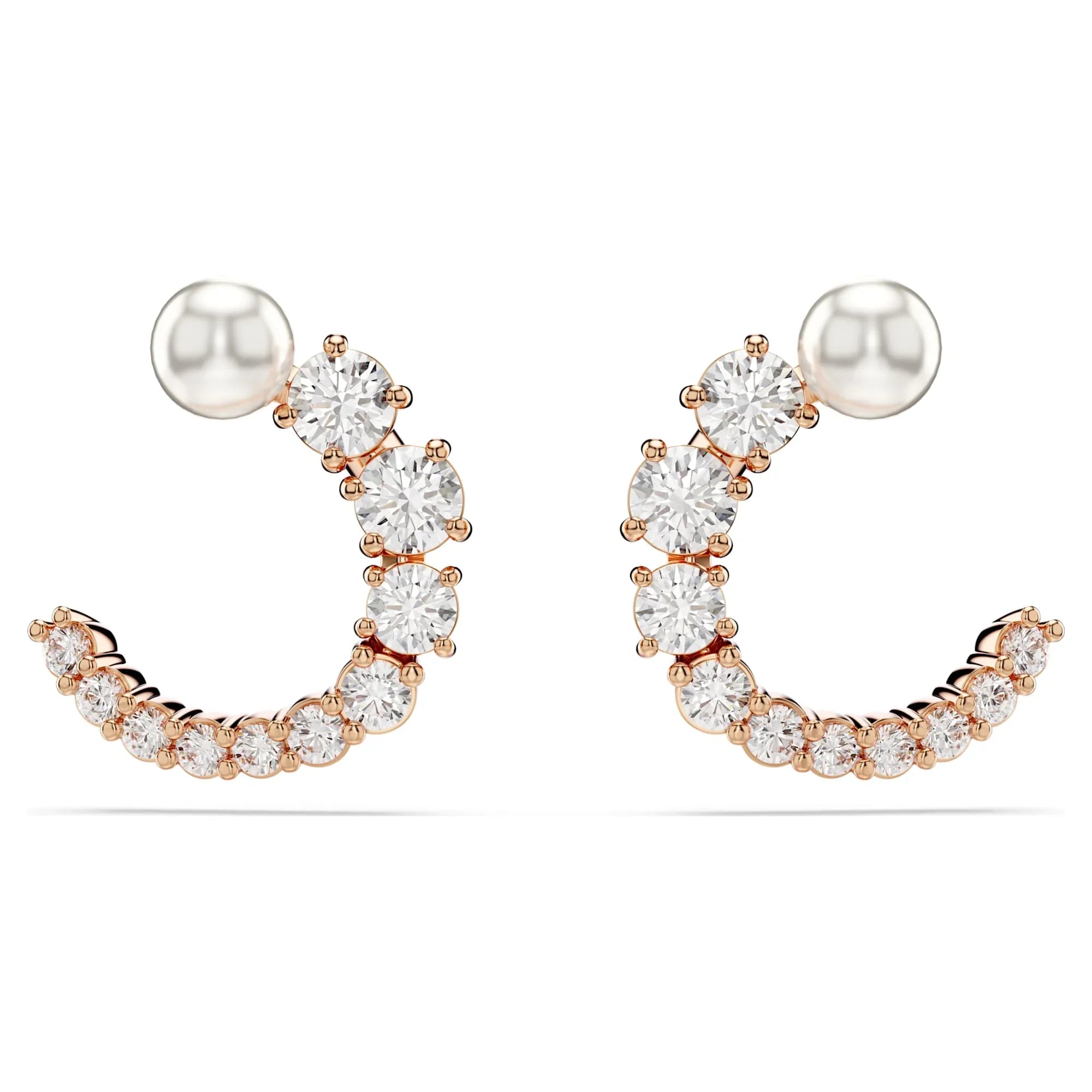 Pendientes de aro Matrix Pearl de oro rosa blanco para mujer – Swarovski