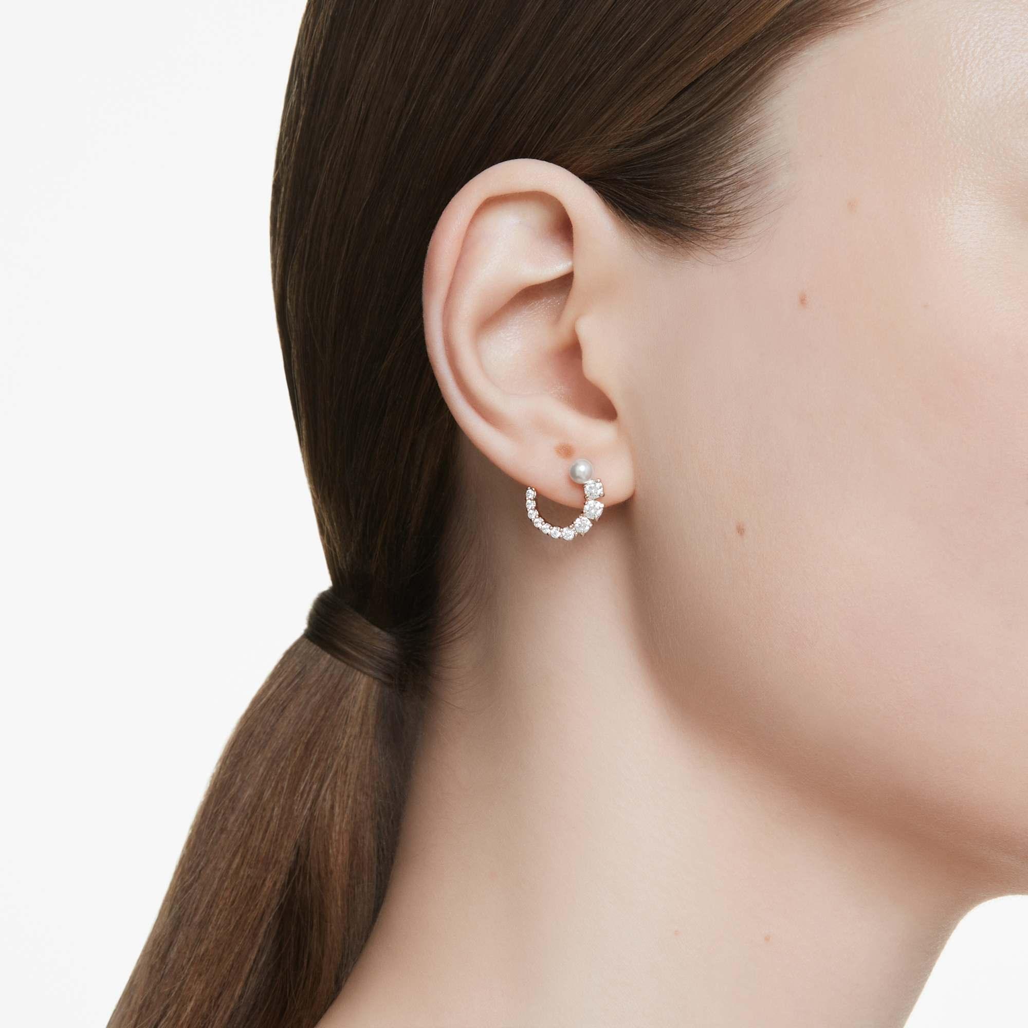Pendientes Mujer Matrix Pearl White Rose Gold – Swarovski vista 2