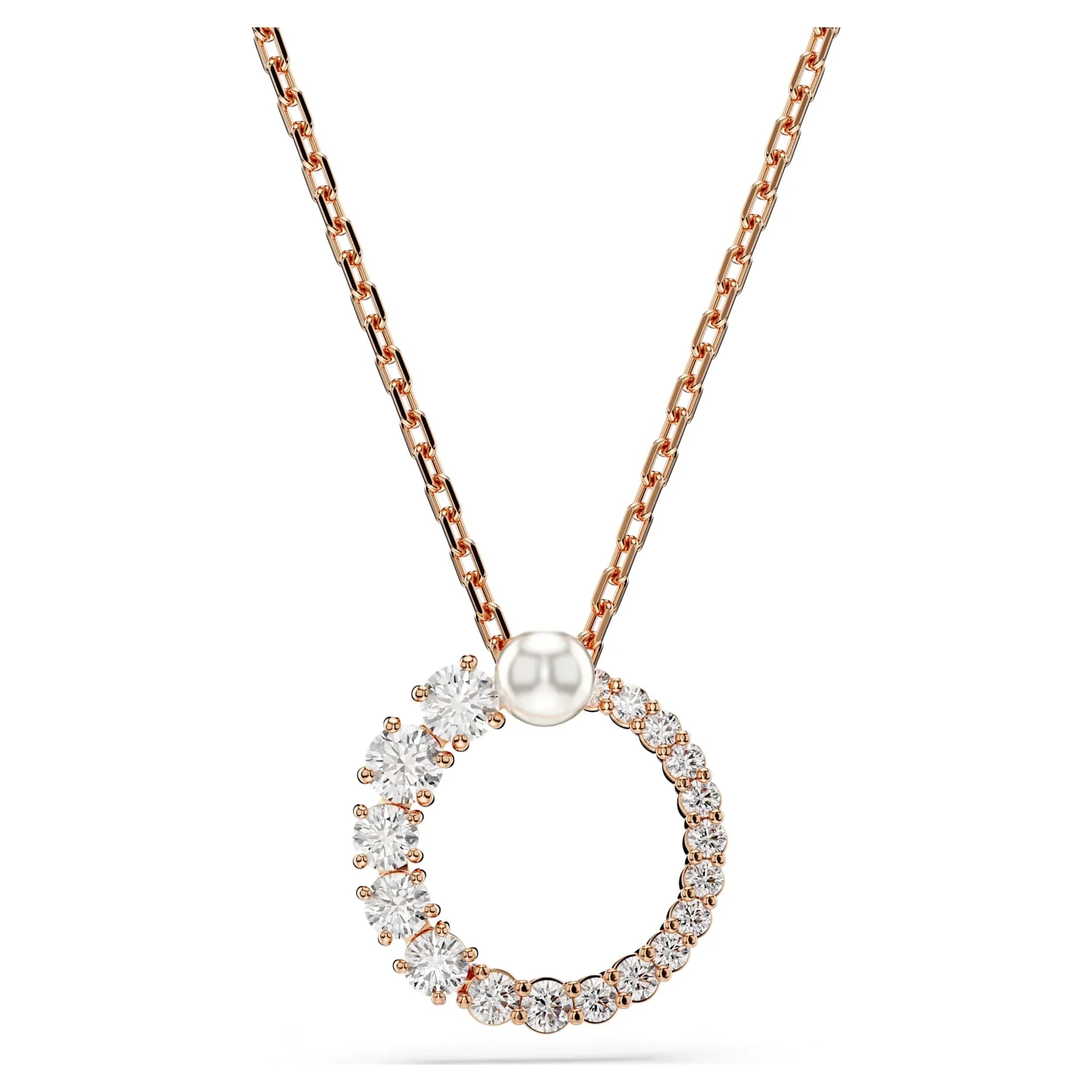 Matrix-Anhänger, Kristallperle, rund, Weiß-Roségold – Swarovski