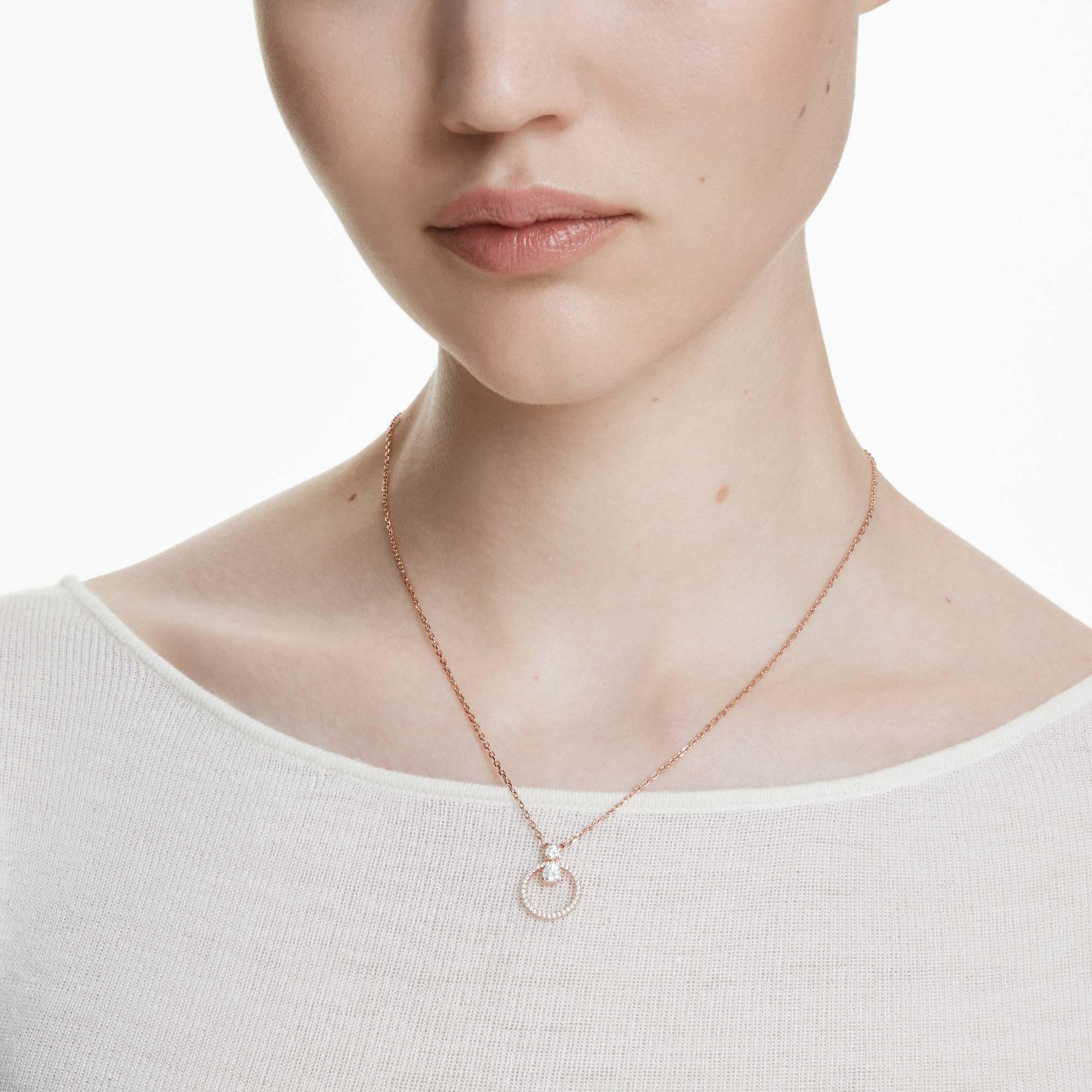 Μενταγιόν Swarovski - Constella - Στρογγυλό κόψιμο - Άποψη Λευκού & Ροζέ 2
