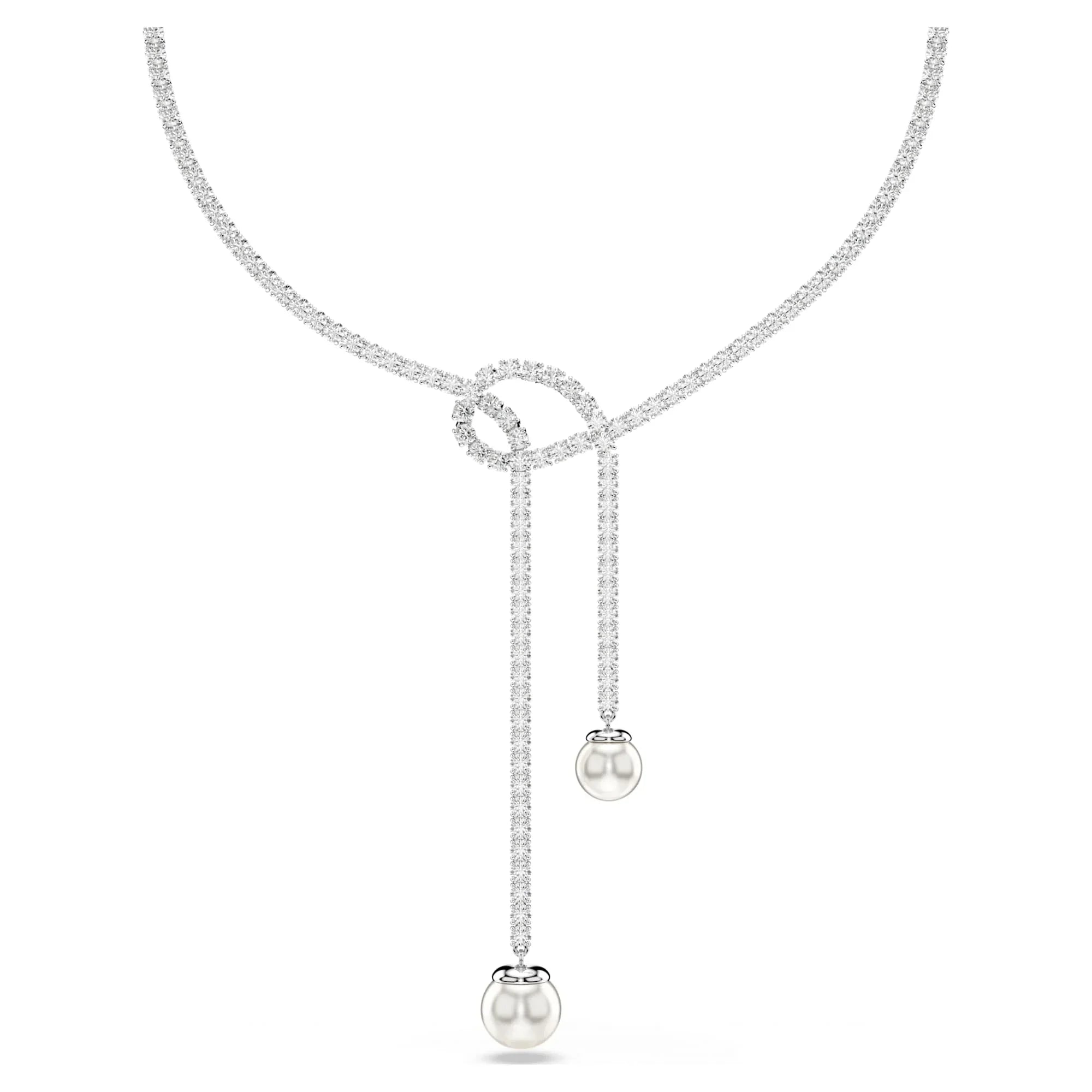 Swarovski halskæde - Matrix - Rundt snit - Hvid & Sølv