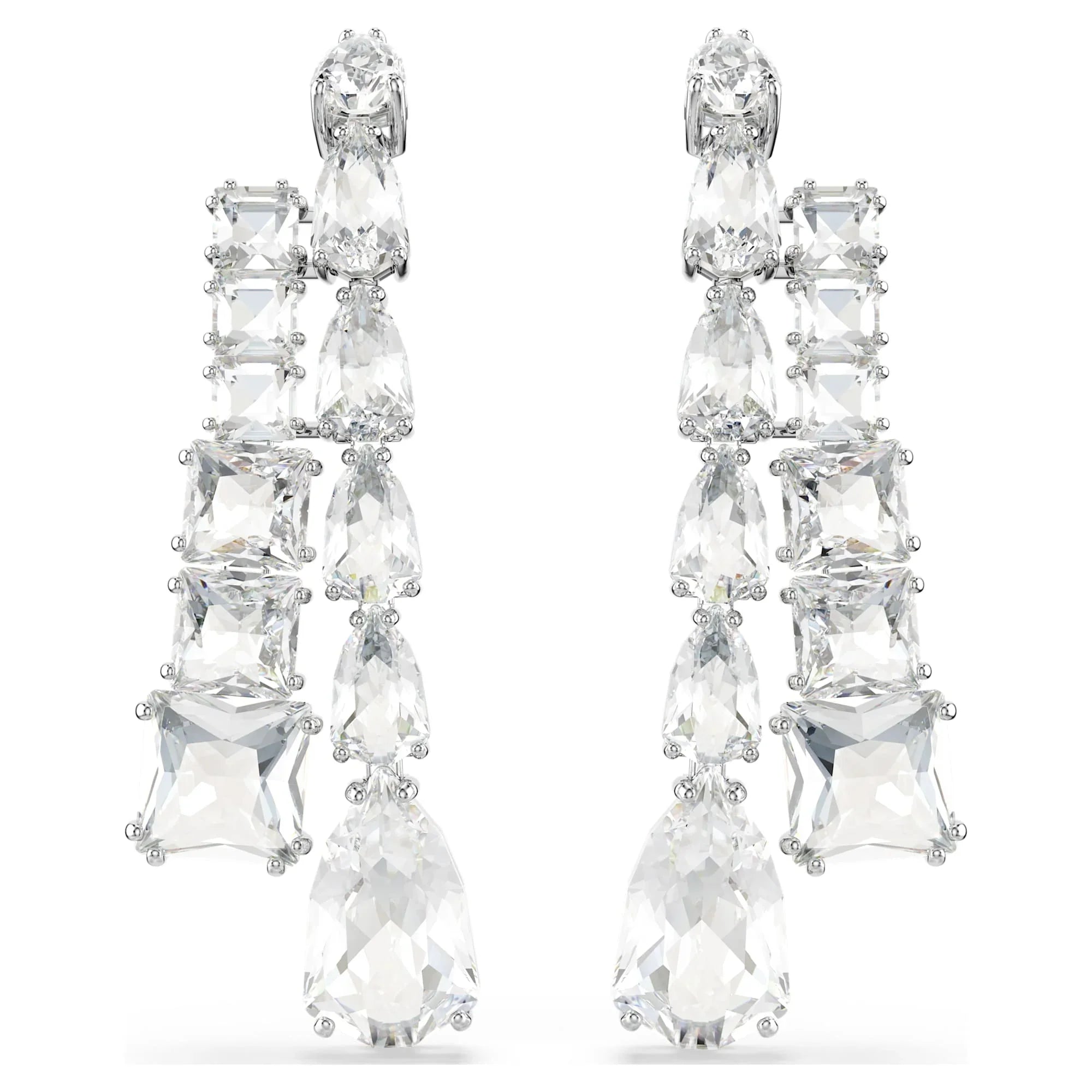 Matrix Hvit sølv øredobber for kvinner – Swarovski