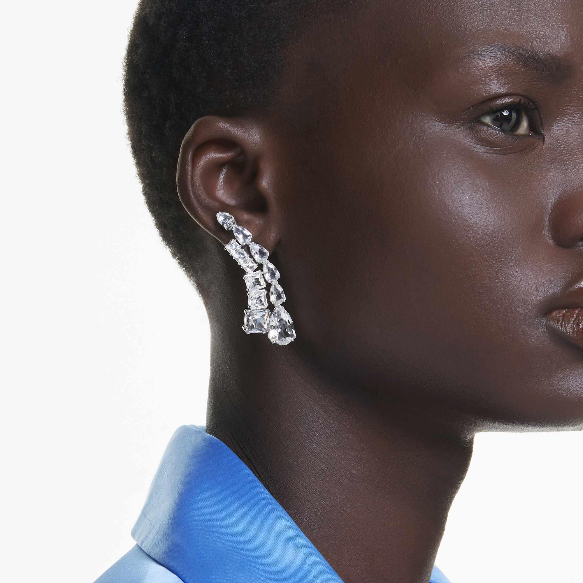 Matrix Hvit sølv øredobber for kvinner – Swarovski-visning 2