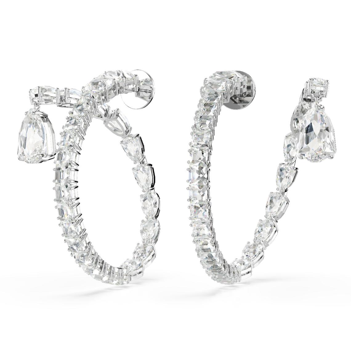 Women's Hoops Earrings Matrix Mixed Cuts White Rhodium Plated – Swarovski