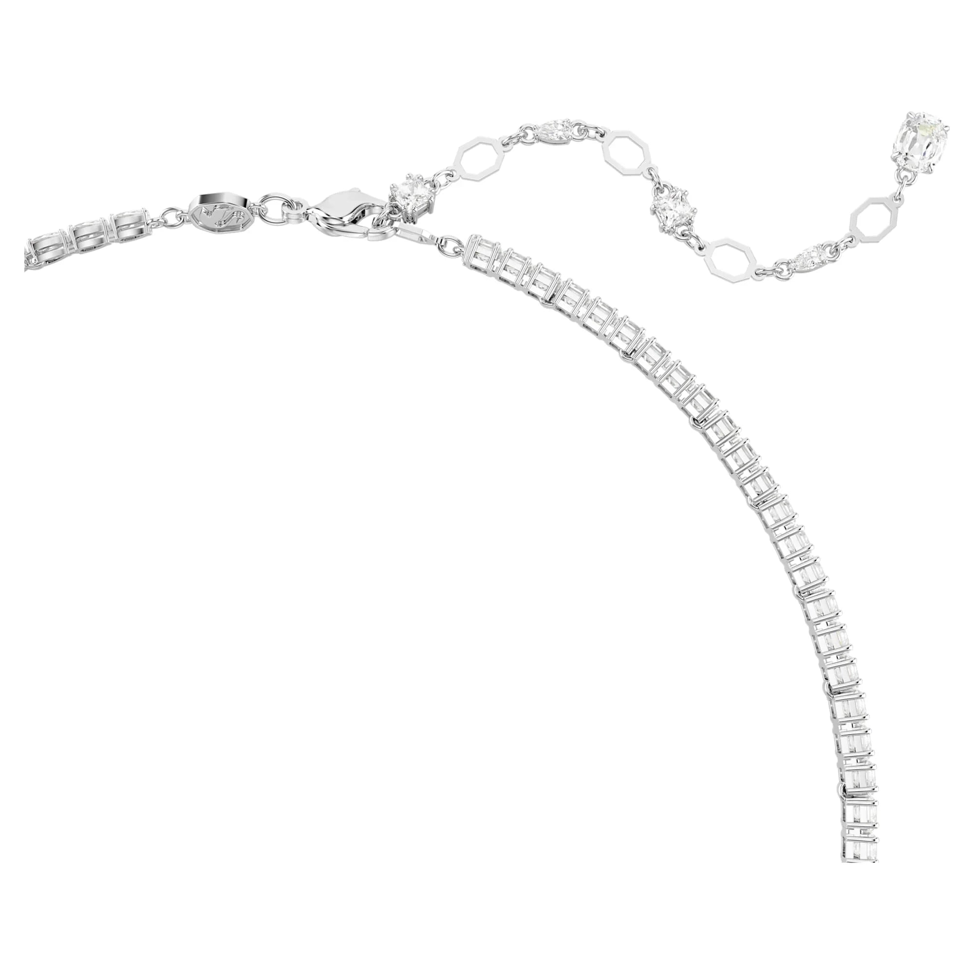 Matrix Y nyaklánc, fehér, ródium bevonatú, különböző méretű – Swarovski nézet 3