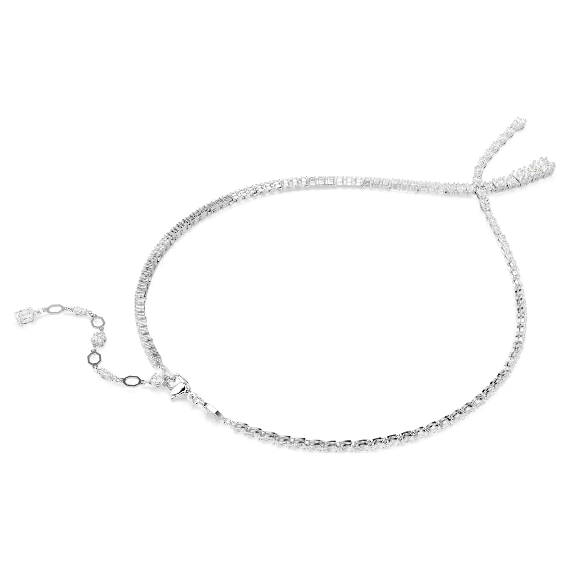 Matrix Y nyaklánc, fehér, ródium bevonatú, különböző méretű – Swarovski nézet 4