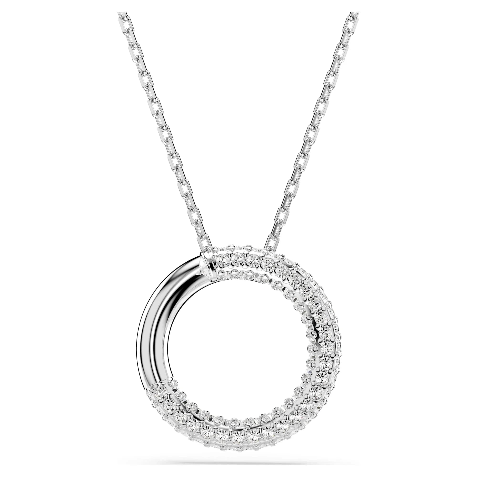 Dextera Pavé hvid rhodineret vedhæng – Swarovski
