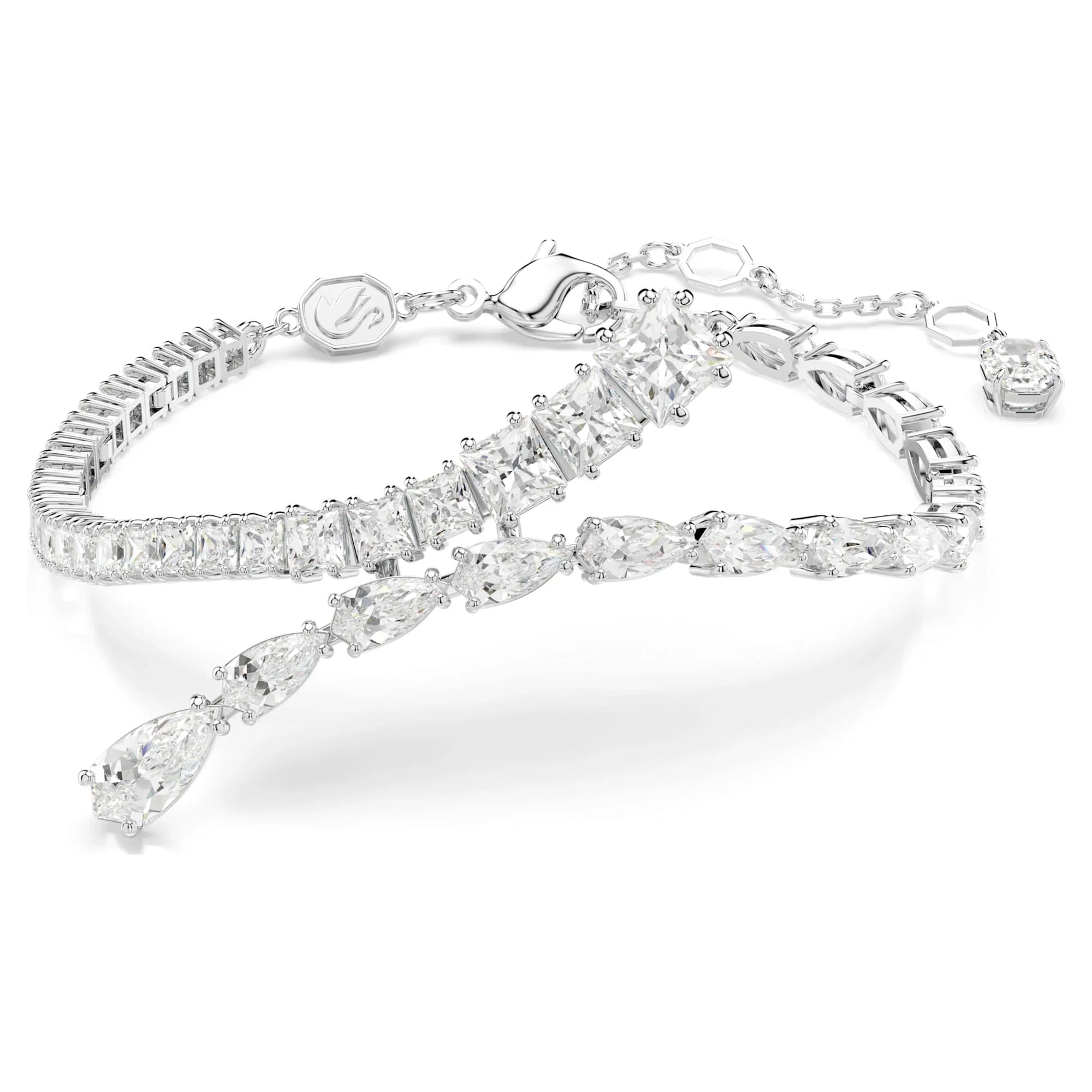 Swarovski Bileklik - Matrix - Çeşitli Bedenler - Beyaz ve Gümüş