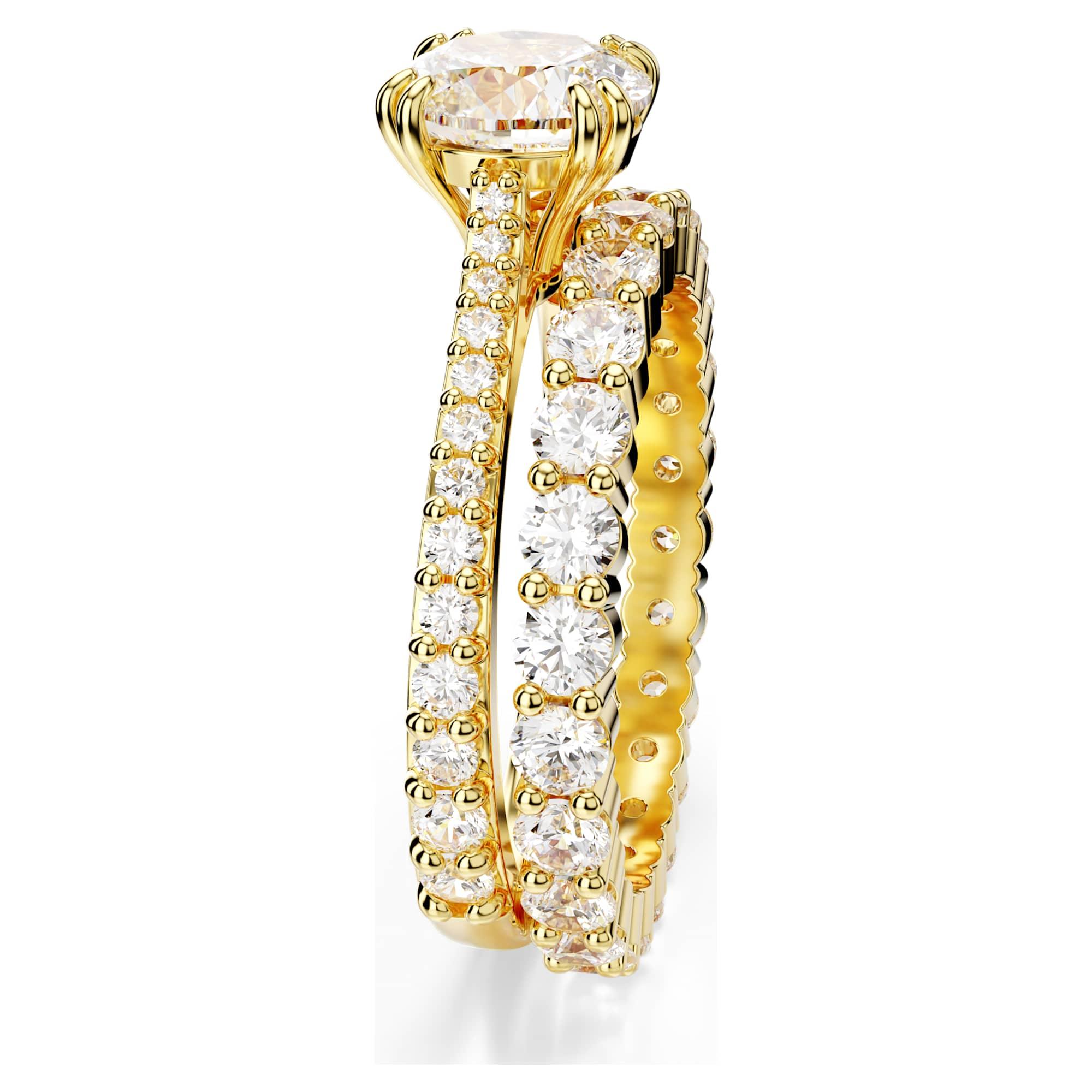 Inel Swarovski - Stila - Croială rotundă - Placare în nuanță de alb și aur Vedere 5