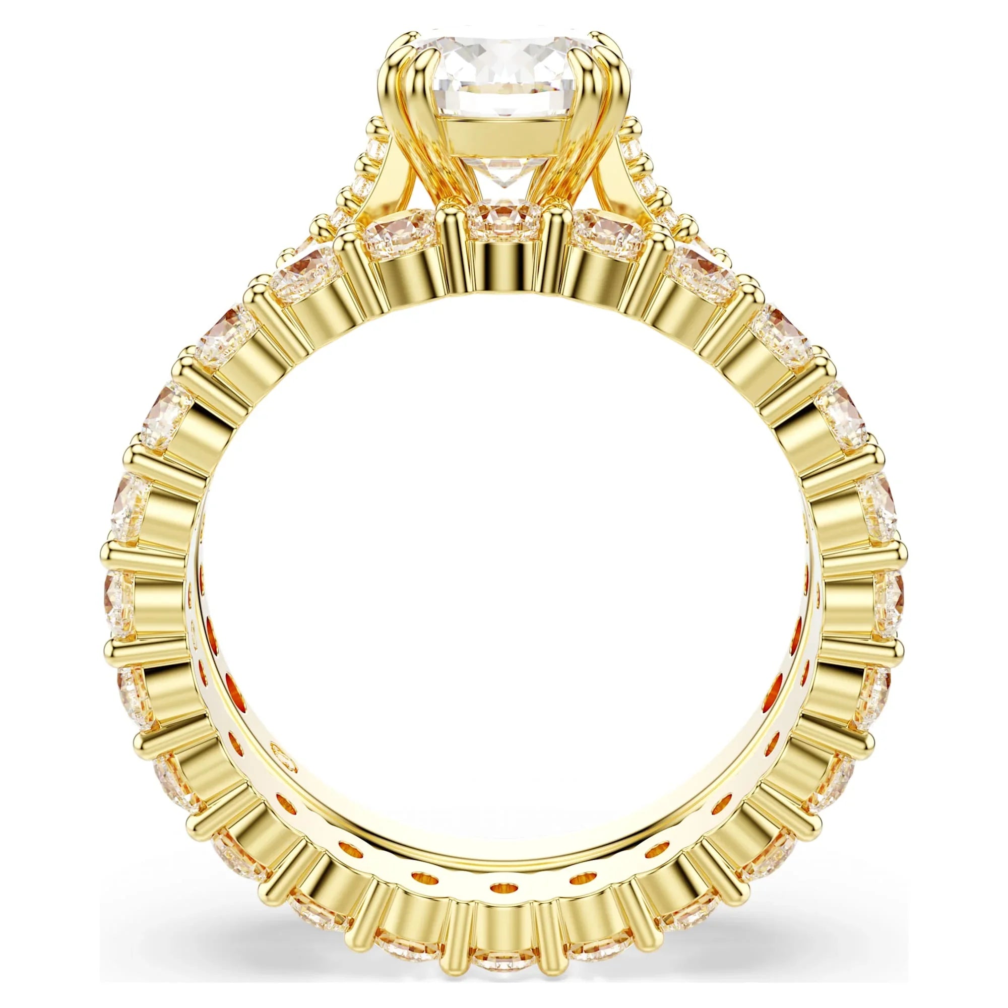 Inel Swarovski - Stila - Croială rotundă - Placare în nuanță de alb și auriu Vedere 4