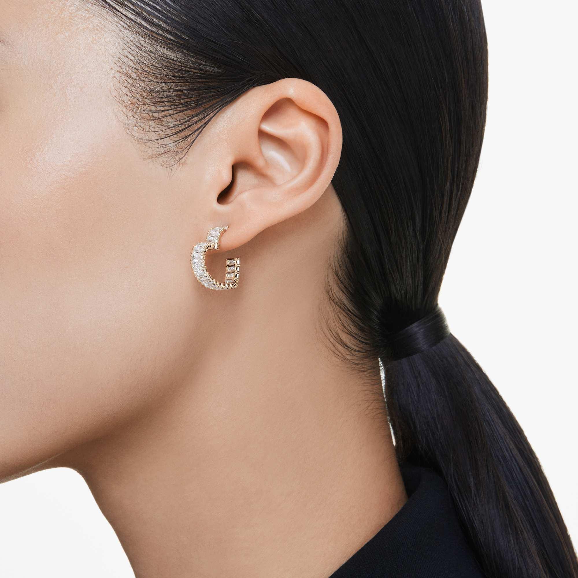 Kolczyki Swarovski – Kolczyki Matrix Hoop – Serce – Widok biało-złoty 2