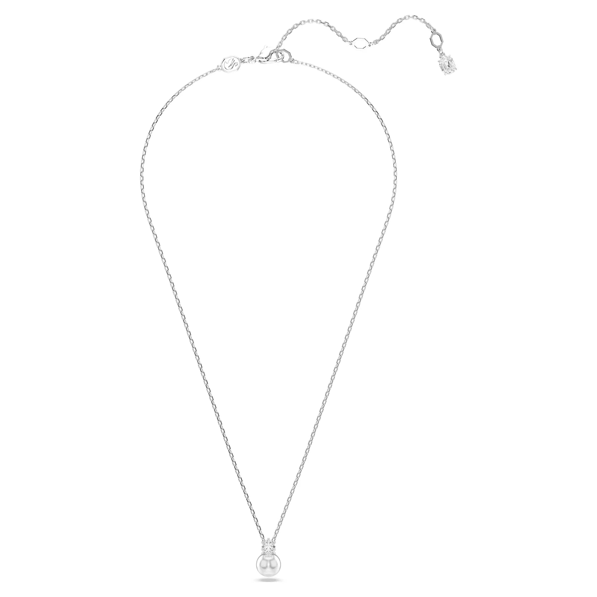 Μενταγιόν Swarovski - Matrix - Στρογγυλό κόψιμο - Άσπρη & Ασημί όψη 3