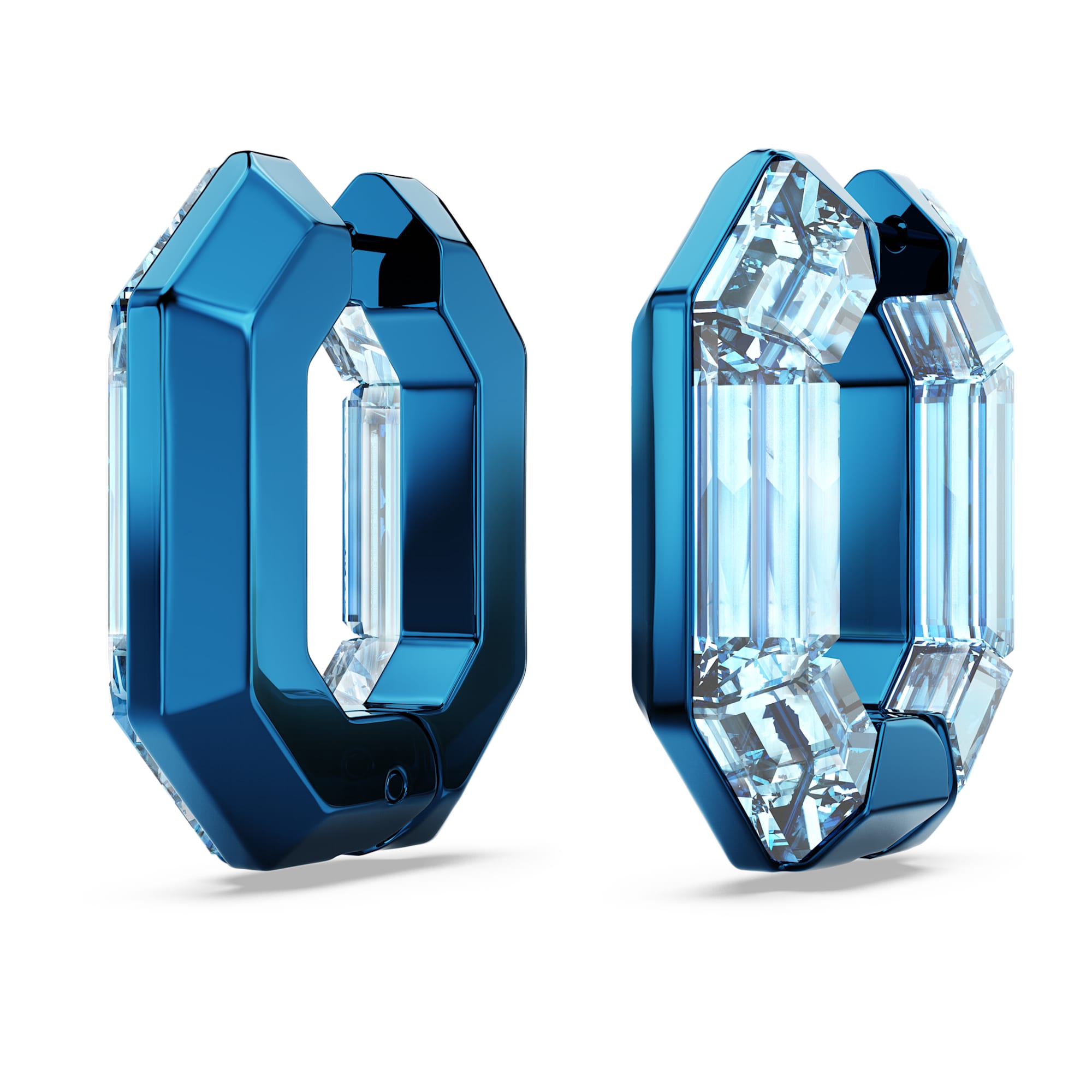 Pendientes pequeños octogonales Lucent para mujer en color azul – Swarovski