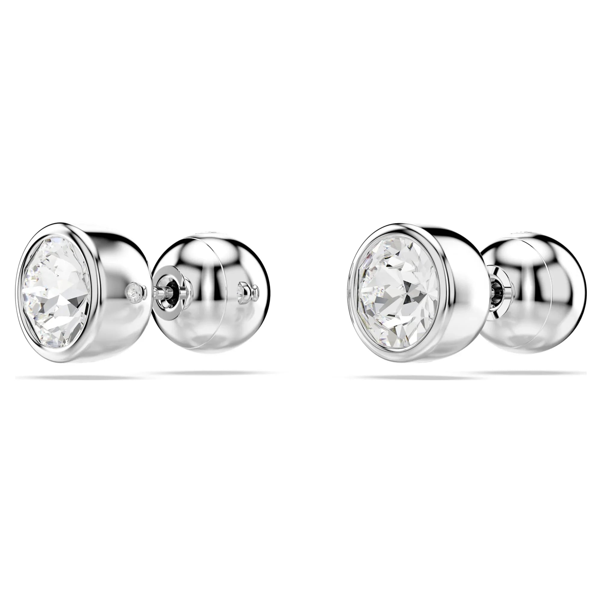 Brincos Swarovski - Imber - Corte redondo - Vista branco e prata 3