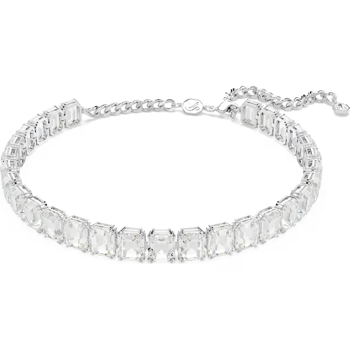 Millenia Octagonal White Silver Choker – Swarovski