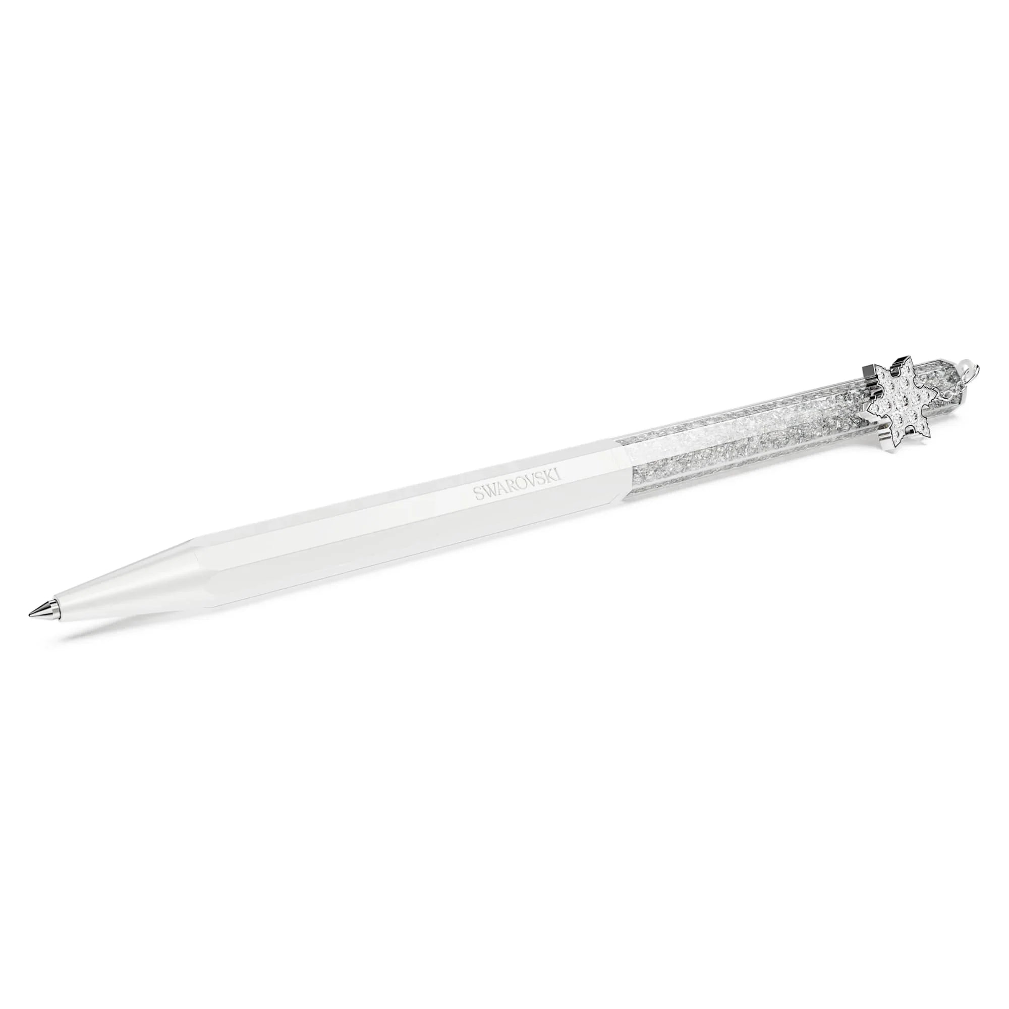 Krystallinsk - Åttekantet - White & Flake - Kulepenn - Swarovski
