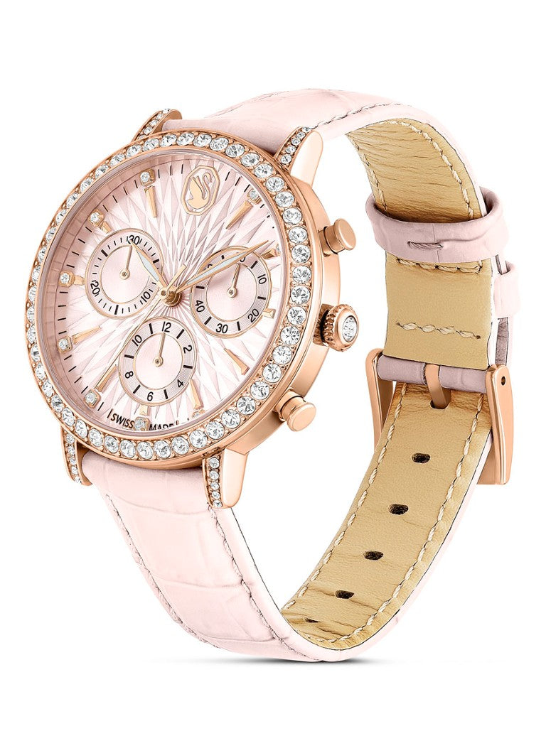 Women's Matrix Tennis Chrono Leather Watch Roses Rose Gold – Swarovski