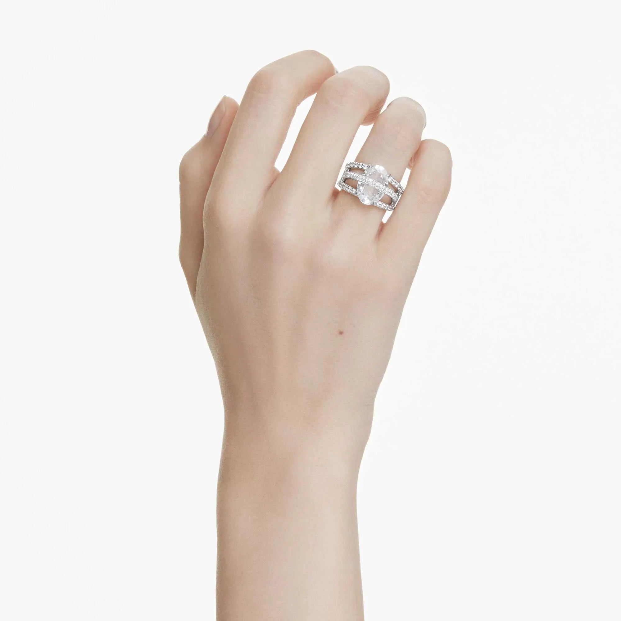 Swarovski Ring – Hyperbola – Verschiedene Größen – Weiß und Silber, Ansicht 2