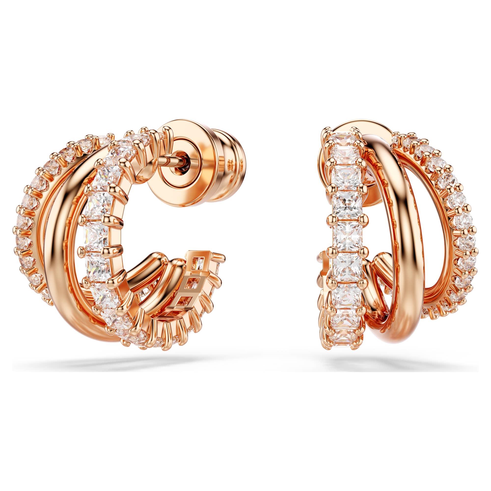 Brincos femininos Hyperbola Twist rosa branca - Swarovski