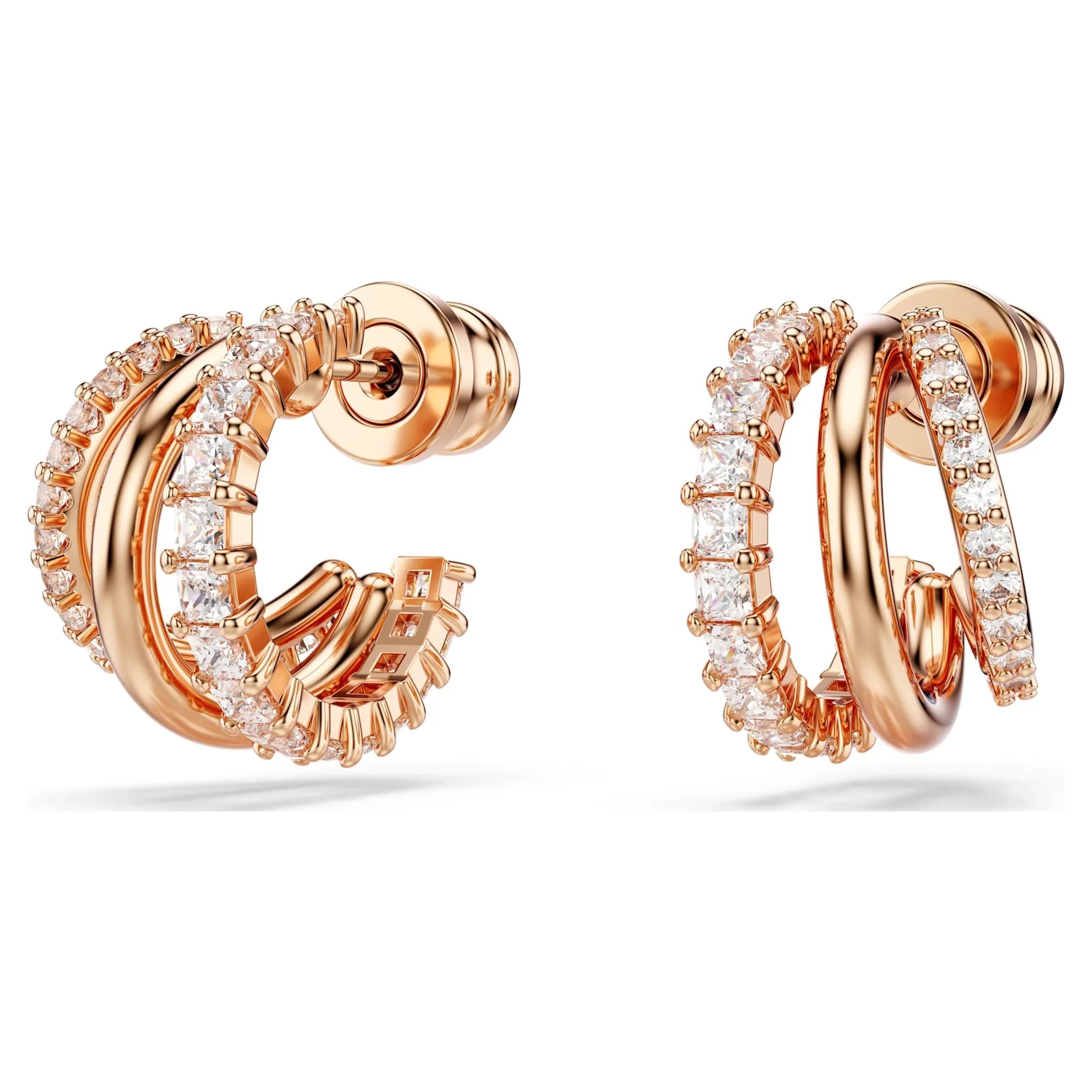 Brincos femininos Hyperbola Twist rosa branca - Swarovski vista 4