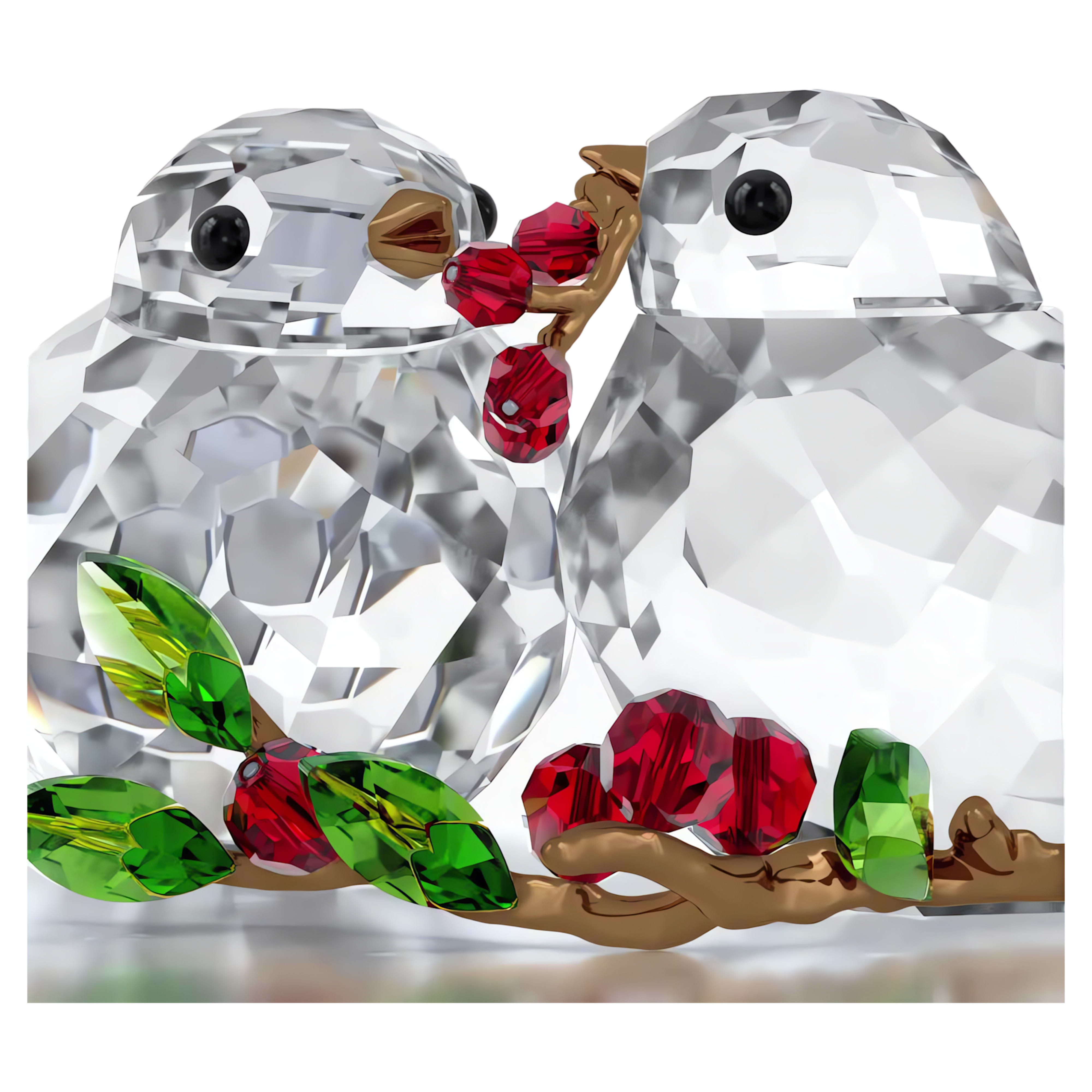 Idyllia Bird Couple Figurine with Berries – Swarovski