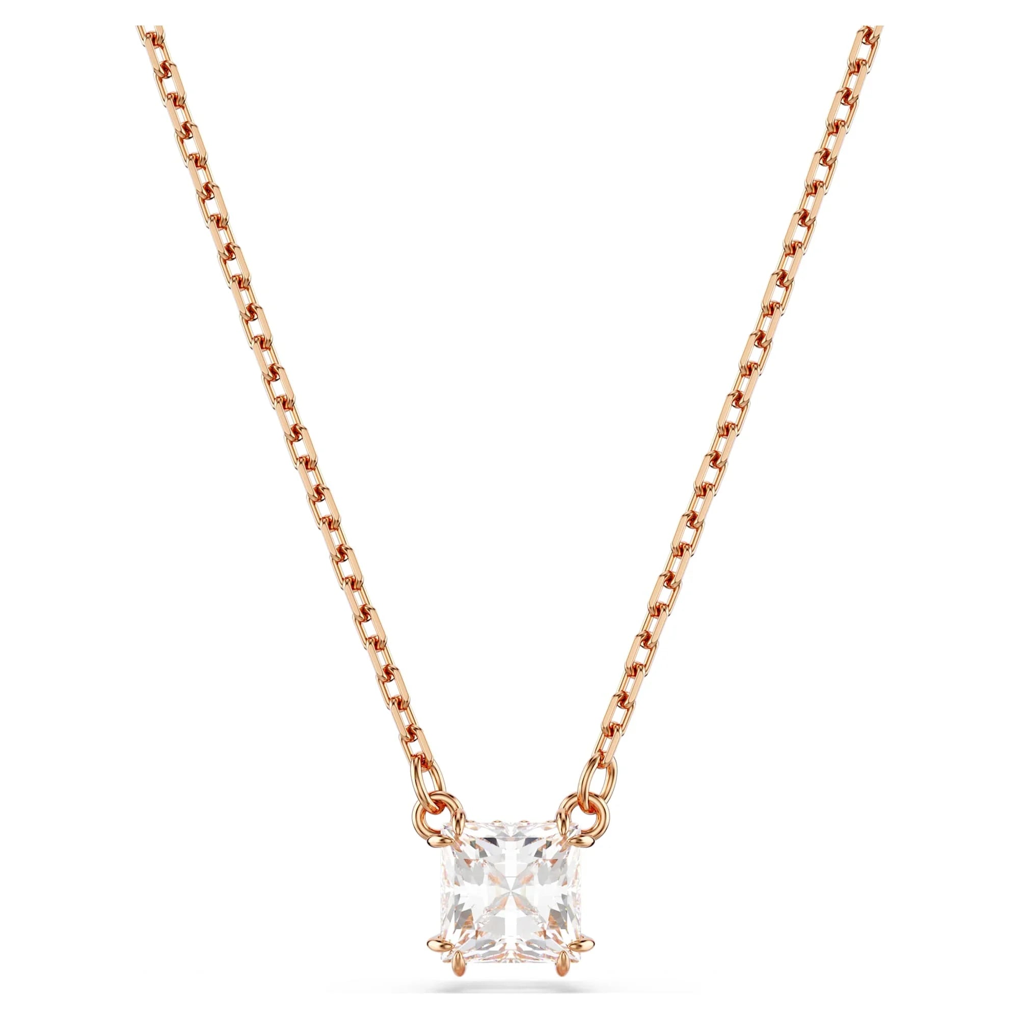 Pingente Swarovski - Stilla - Corte Quadrado - Branco e Rosé