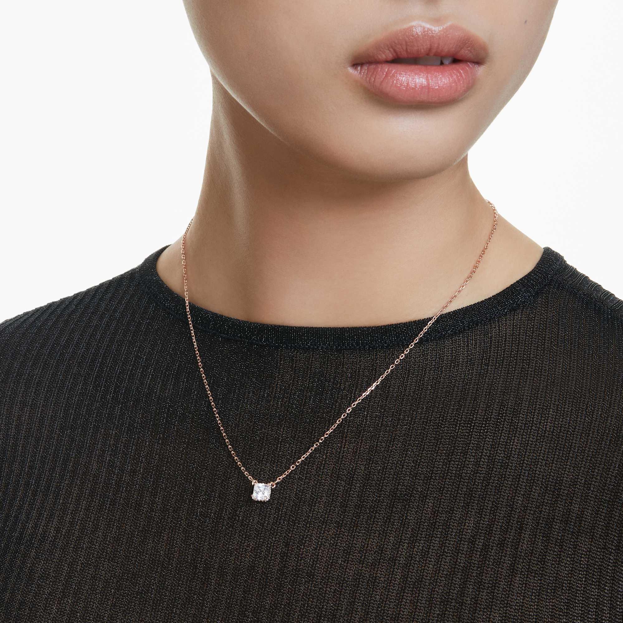 Pingente Swarovski - Stilla - Corte Quadrado - Vista Branco e Rosé 2