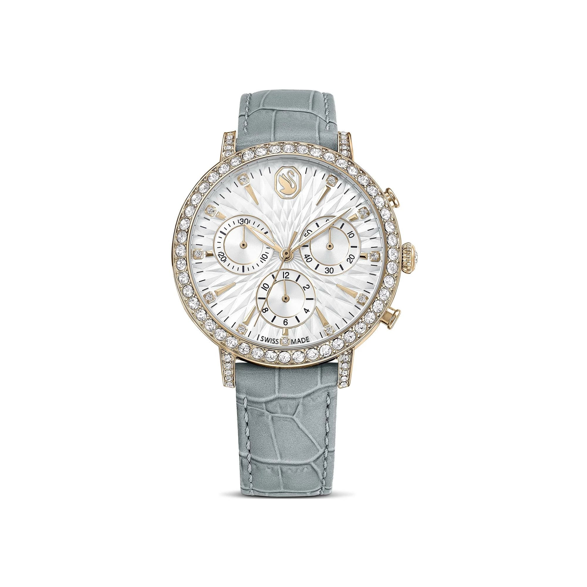 Matrix Tennis Chrono Women's Watch Golden Gray Leather – Swarovski
