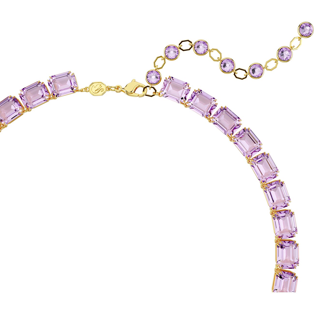 Millenia Achteckige Tennishalskette Lila Gold – Swarovski
