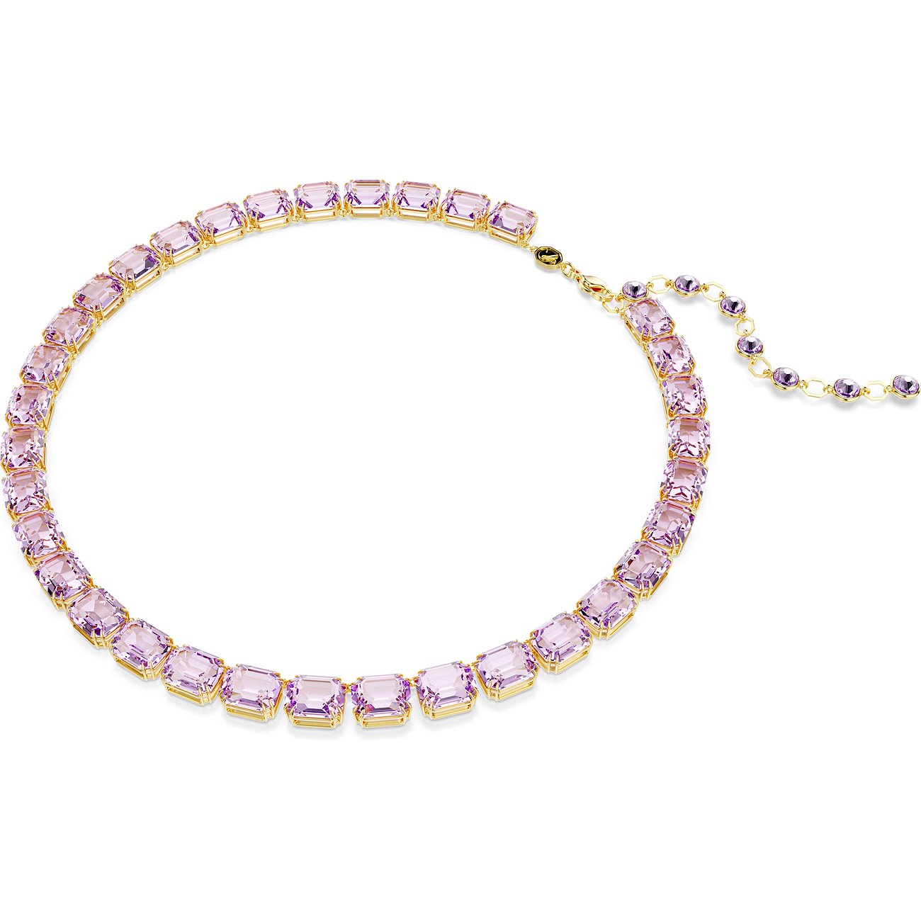 Millenia Achteckige Tennishalskette Lila Gold – Swarovski