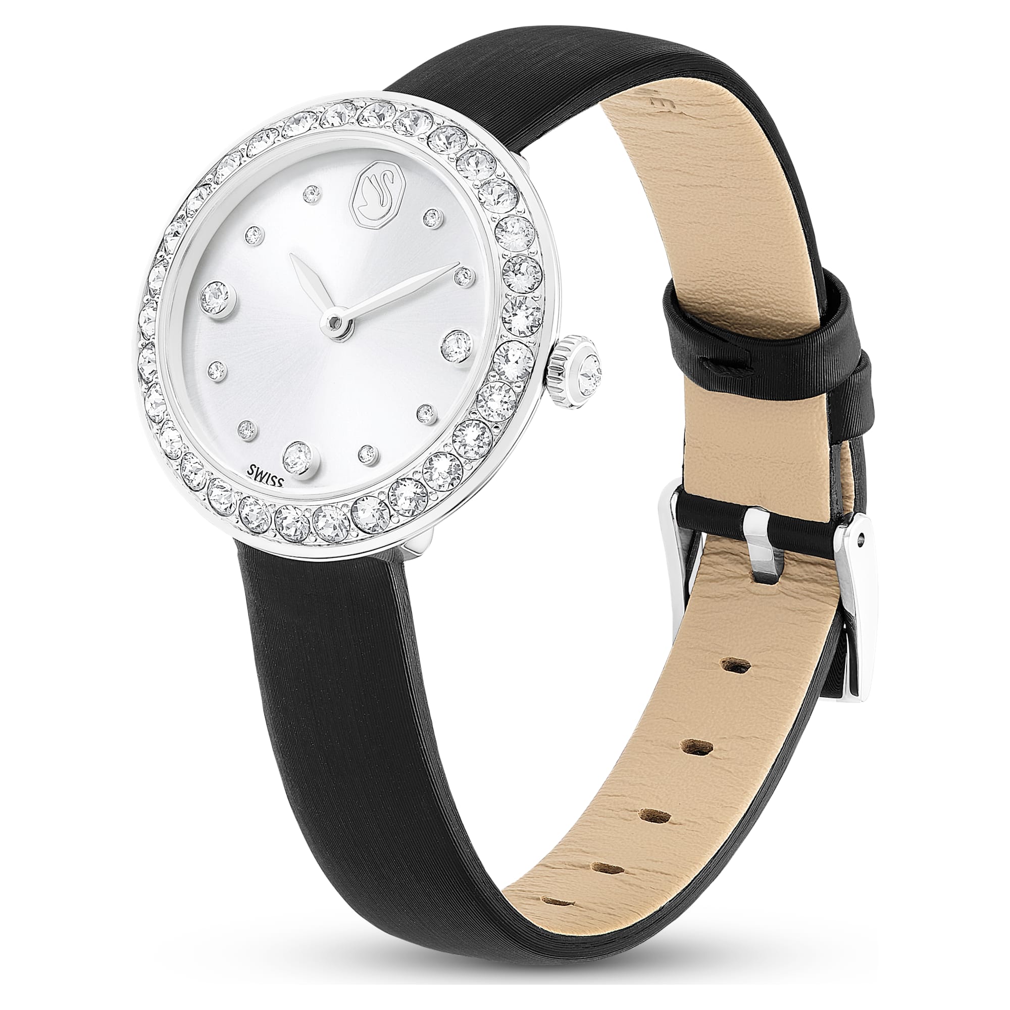 Matrix Tennis Women's Black Leather Watch – Swarovski