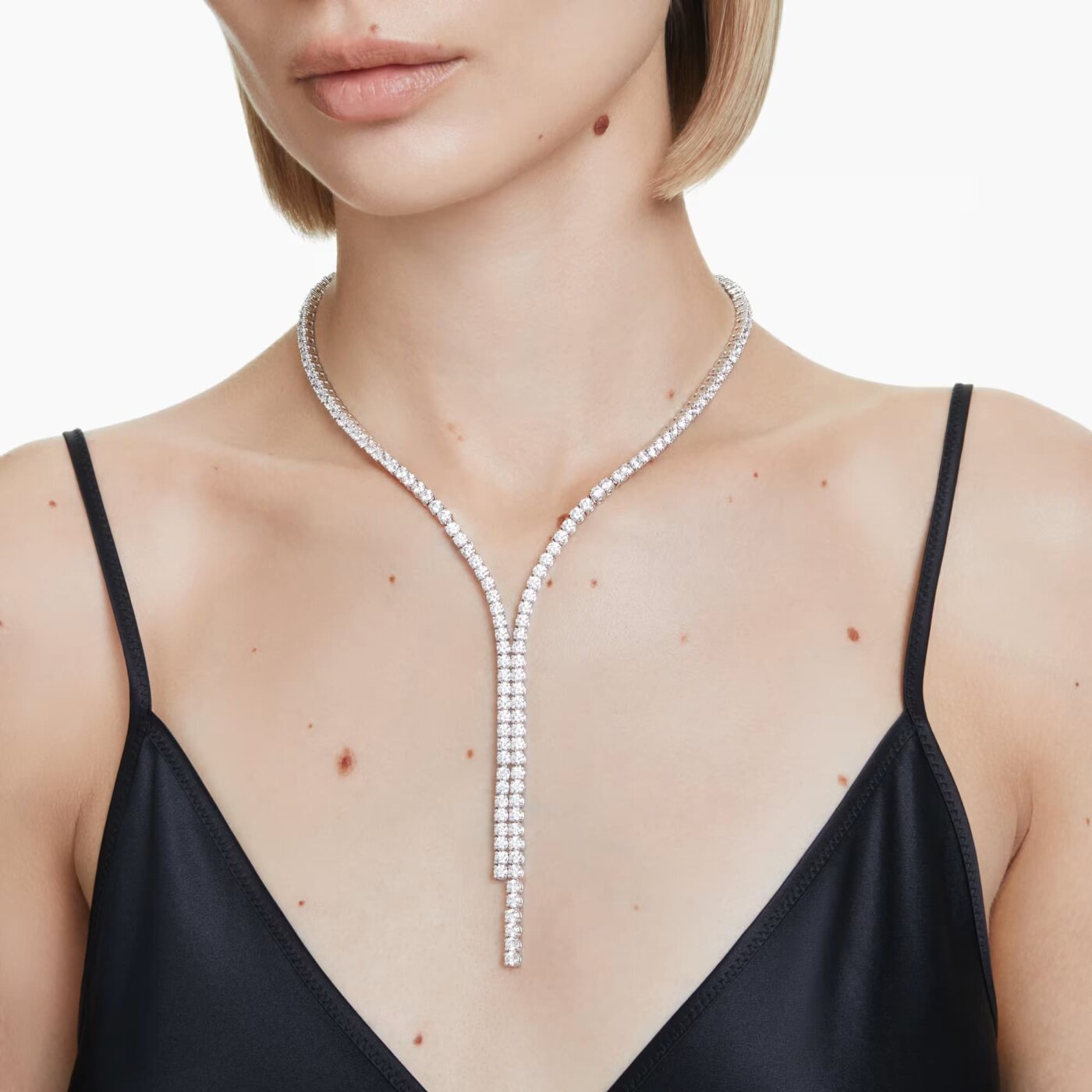 Matrix Y Necklace Round White Silver – Swarovski