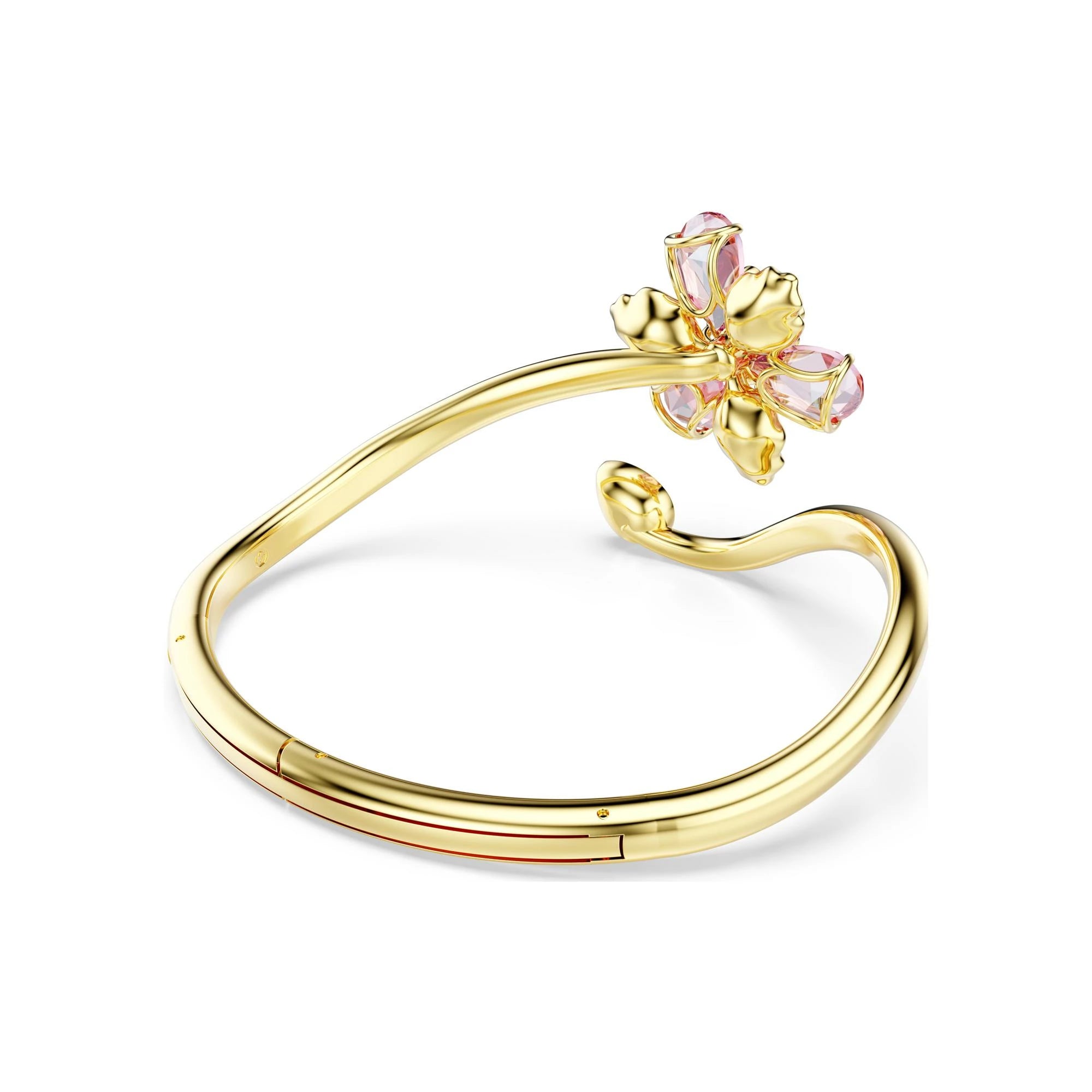 Idyllia Women's Gold Bangle Bracelet with Flower Pattern – Swarovski