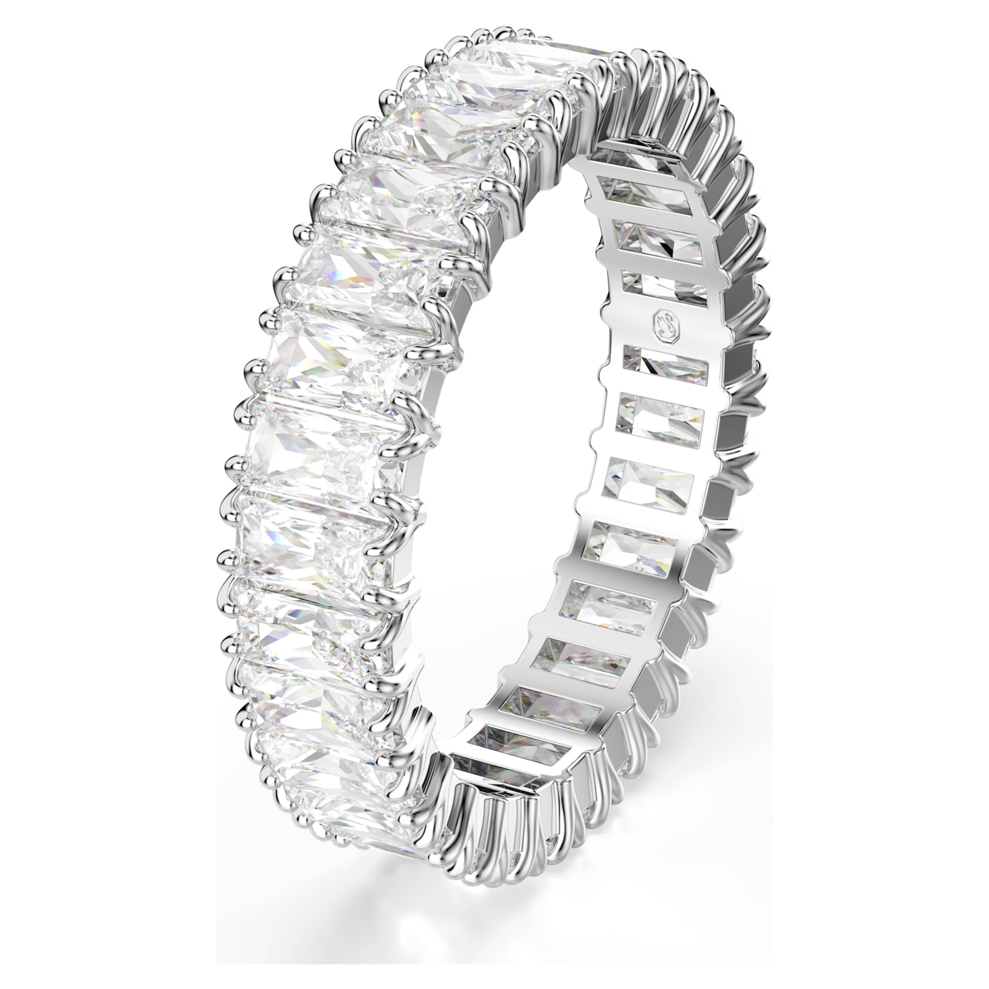 Women's Matrix White Baguette Silver Ring – Swarovski