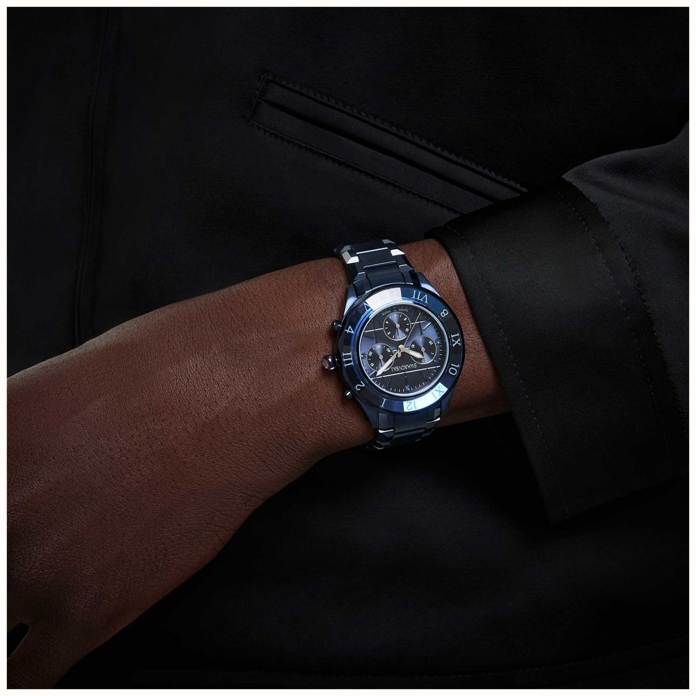 Dextera - クロノ ウォッチ 39 mm - ブルー メタル - スワロフスキー
