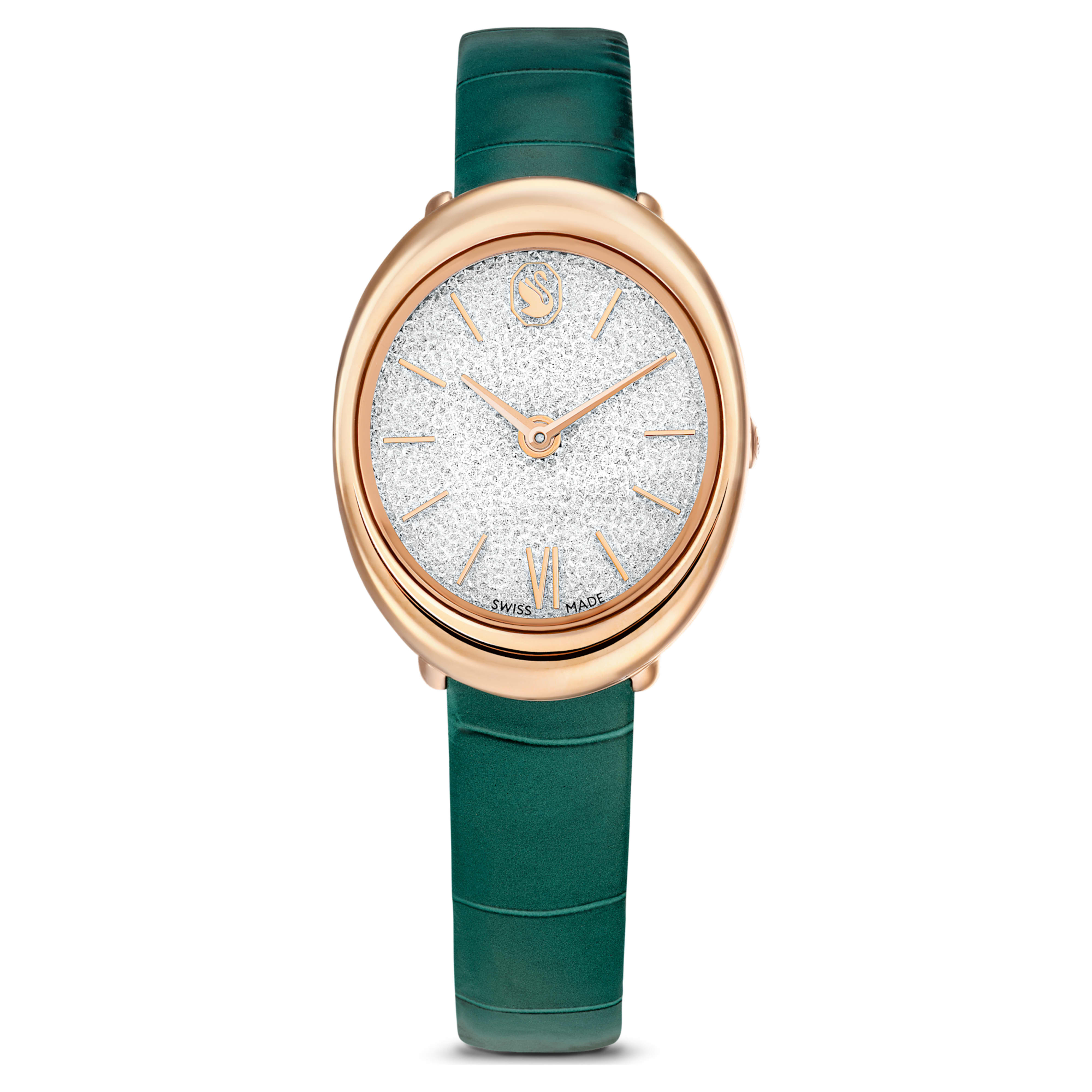 Imber Oval green leather rose gold watch – Swarovski