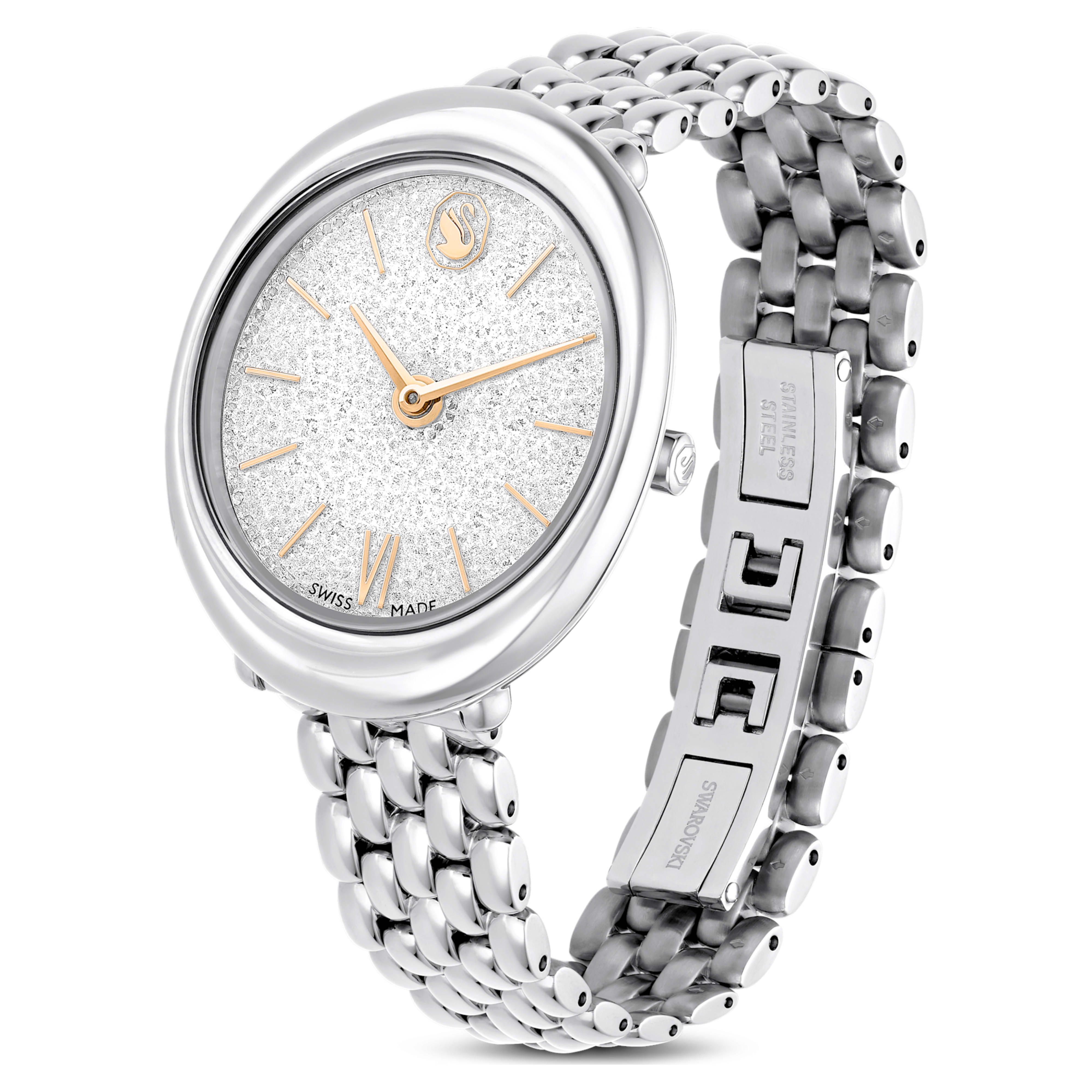 Imber Oval silver crystal watch – Swarovski