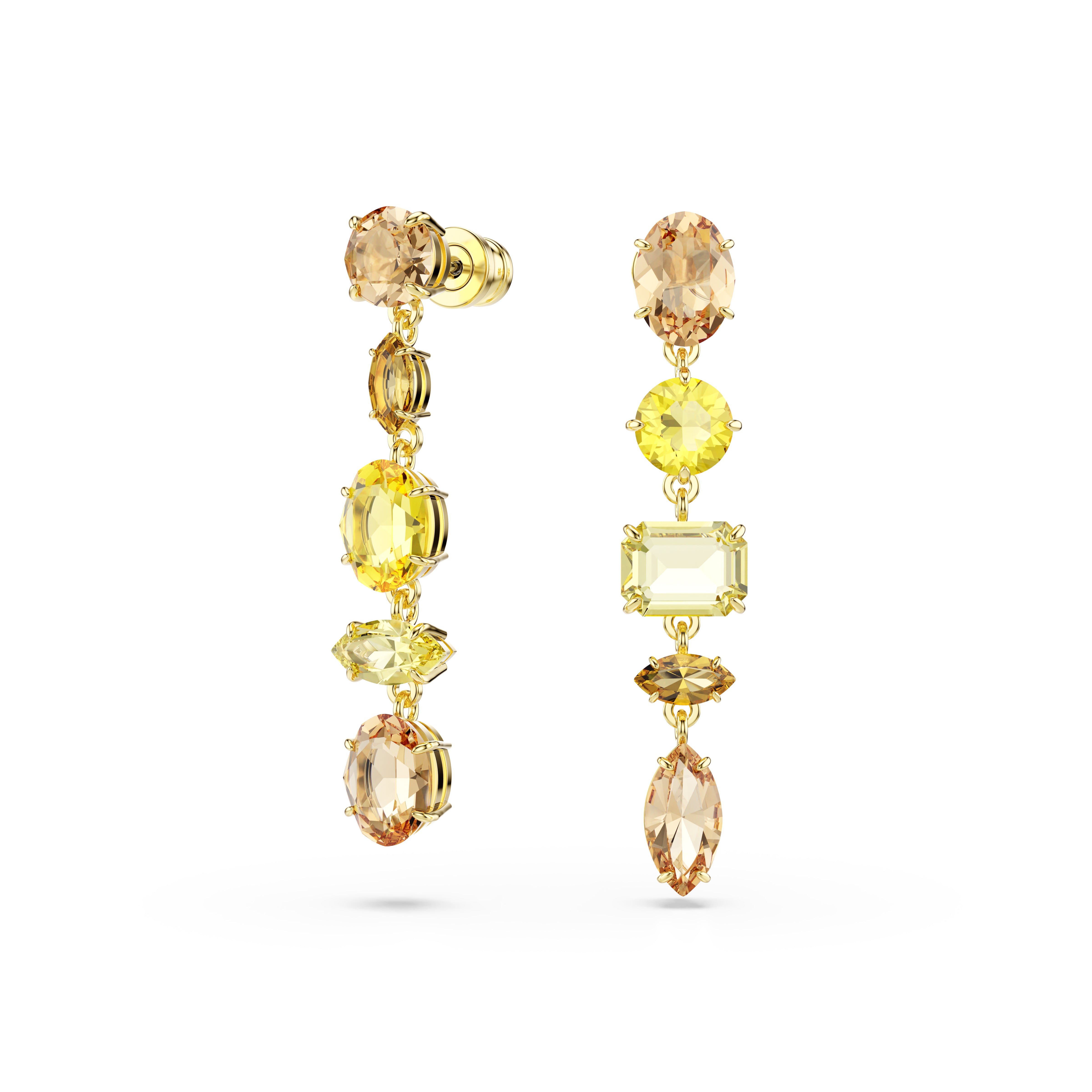 Women's Gema Asymmetrical Golden Yellow Earrings – Swarovski