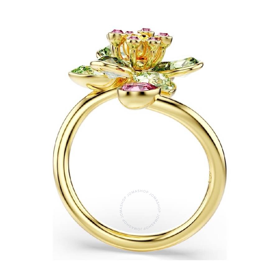 Women's Open Ring Idyllia Green Flower Gold – Swarovski