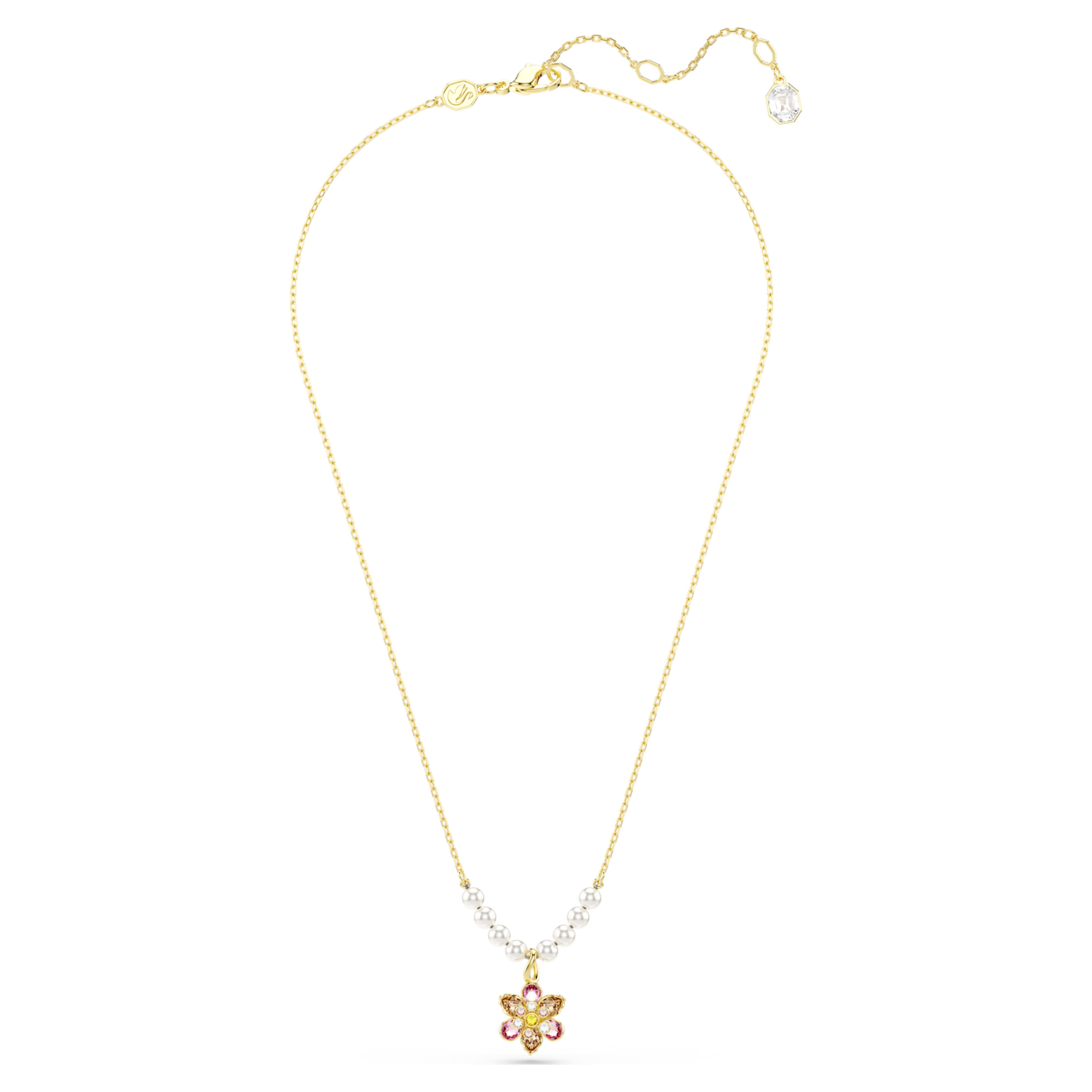 Idyllia pearl and multicolor flower pendant – Swarovski