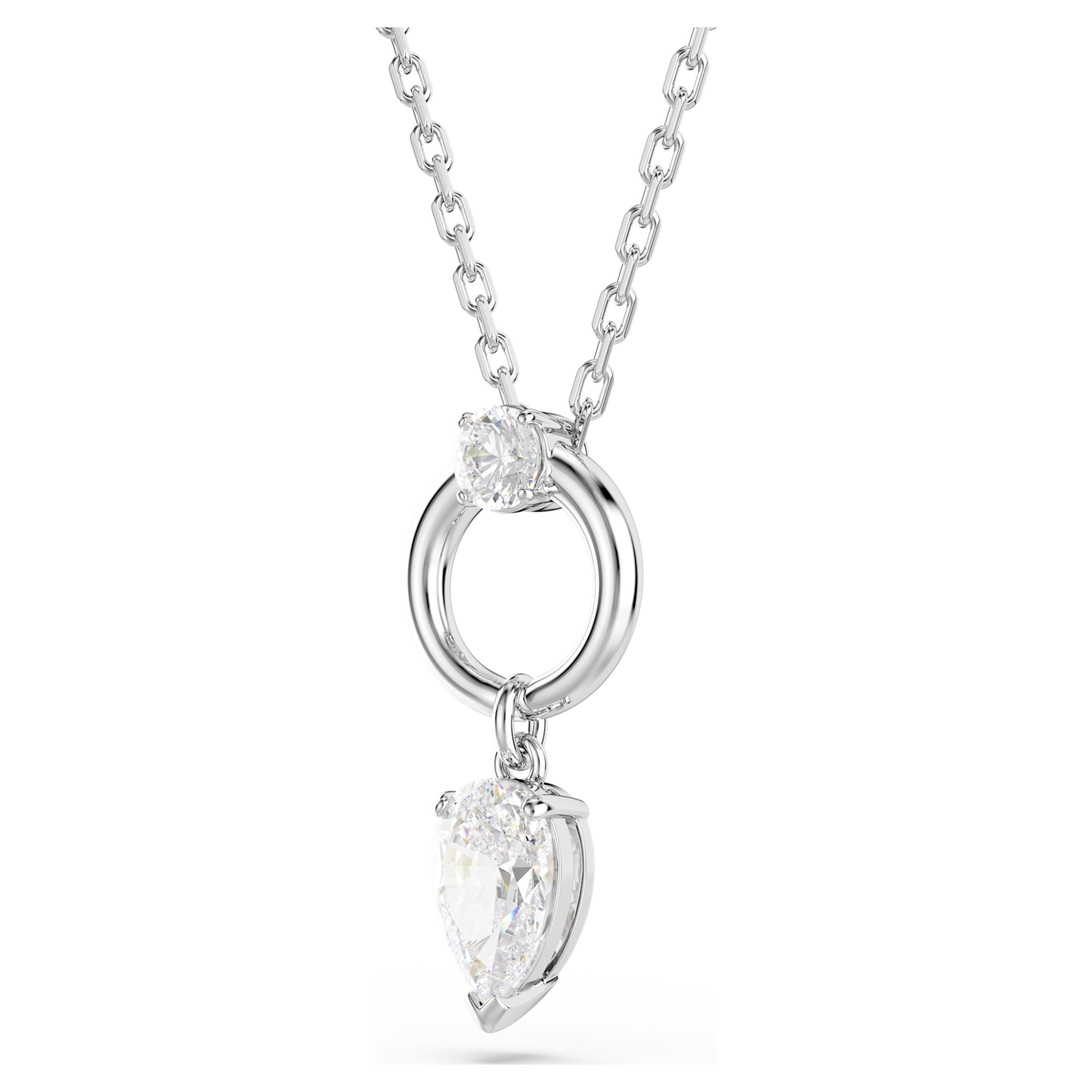 Rhodium-plated white pear-shaped Mesmera pendant – Swarovski