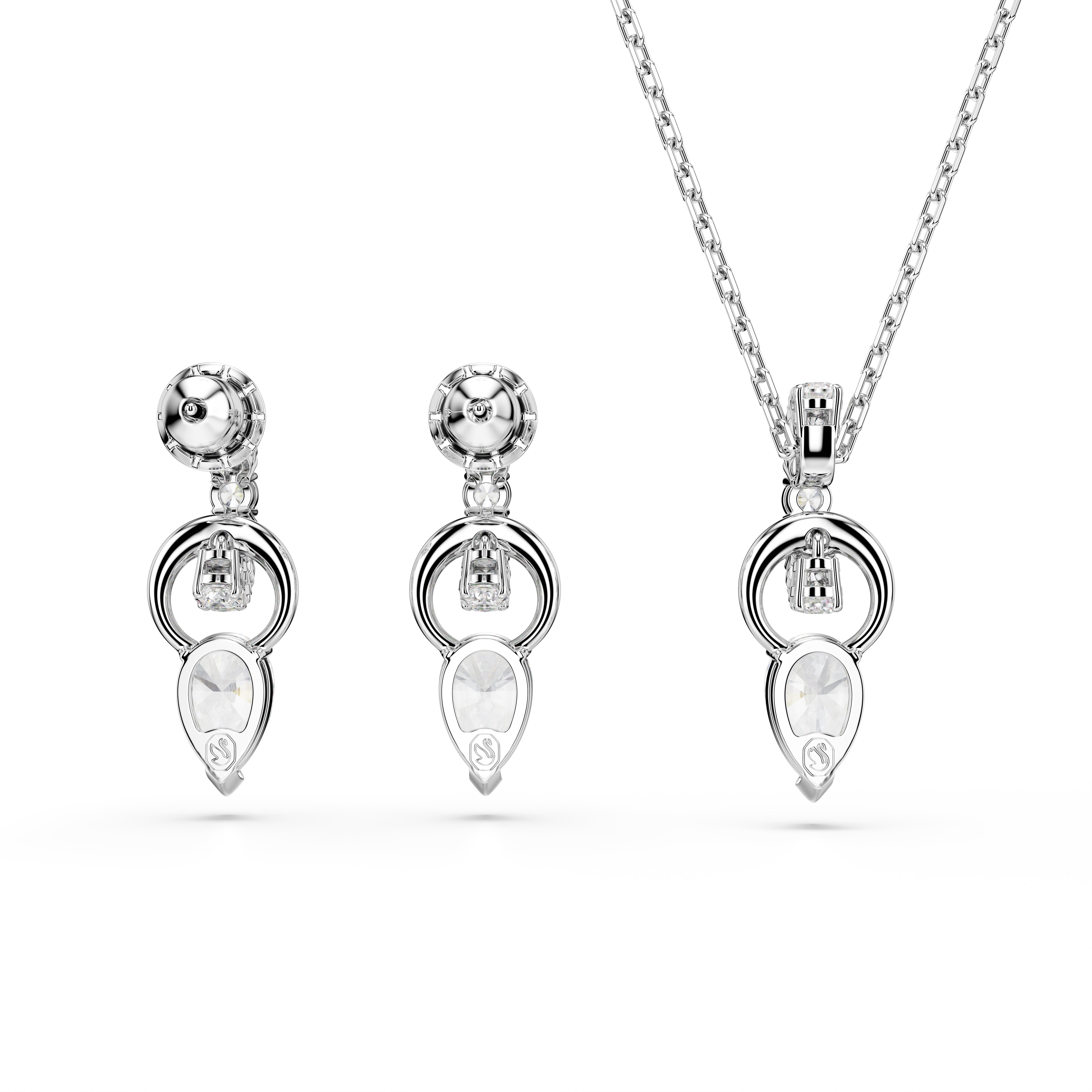 Conjunto Mesmera Tallas Redondas Plata Blanco – Swarovski