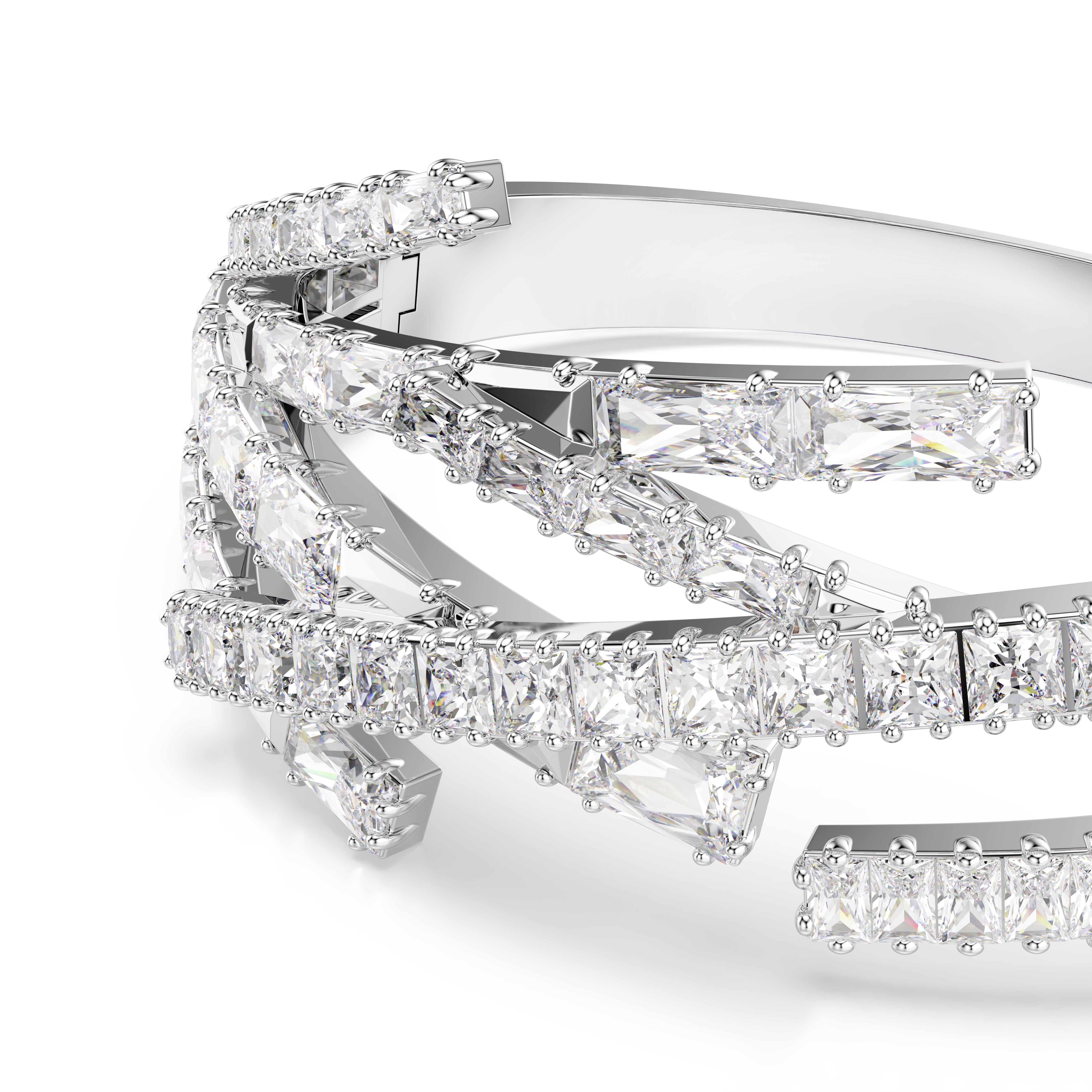 Matrix - White Silver - Bangle Bracelet - Swarovski