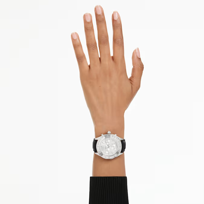 Orologio Dextera con tachimetro in acciaio inossidabile e pelle – Swarovski