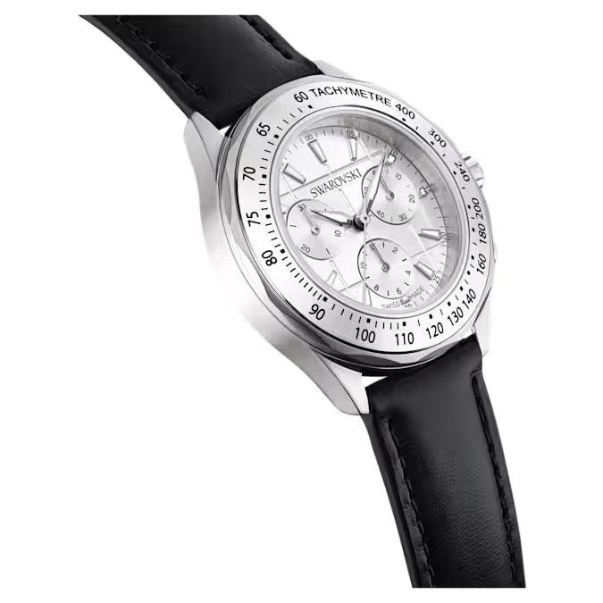 Orologio Dextera con tachimetro in acciaio inossidabile e pelle – Swarovski