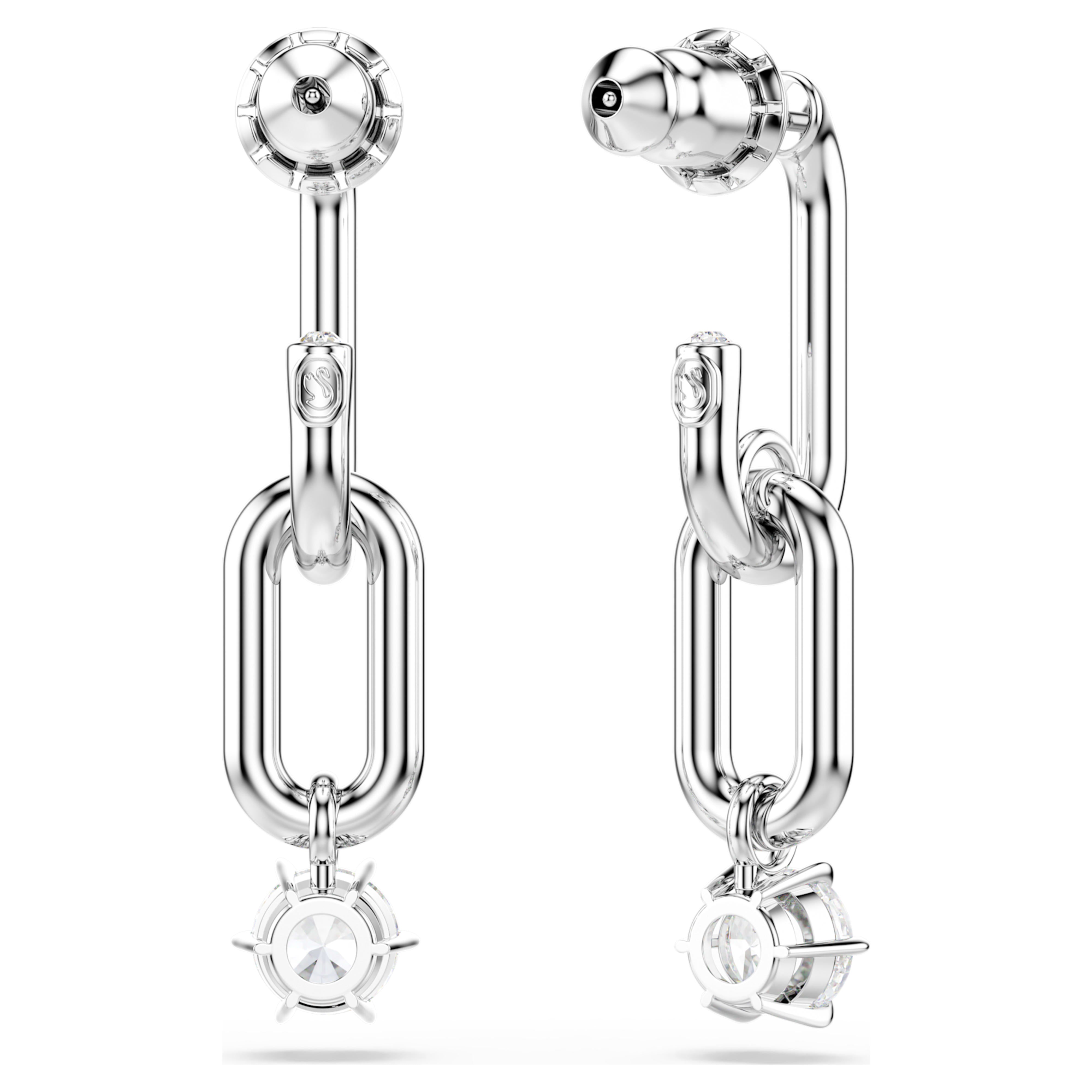 Constella pendant earrings with rhodium-plated links – Swarovski